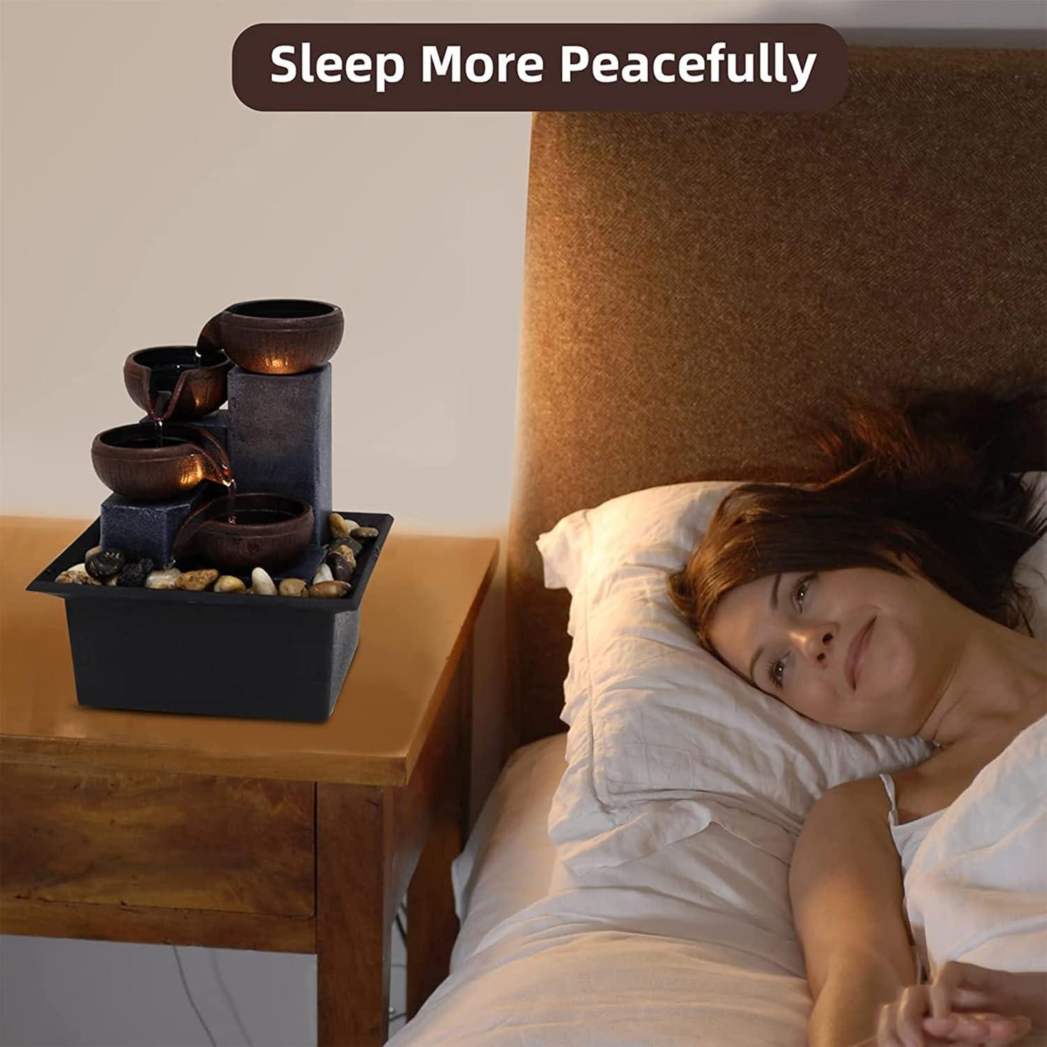 Fuente de Agua de Mesa SURPRIZON Mini con Luz LED y Rocas Naturales