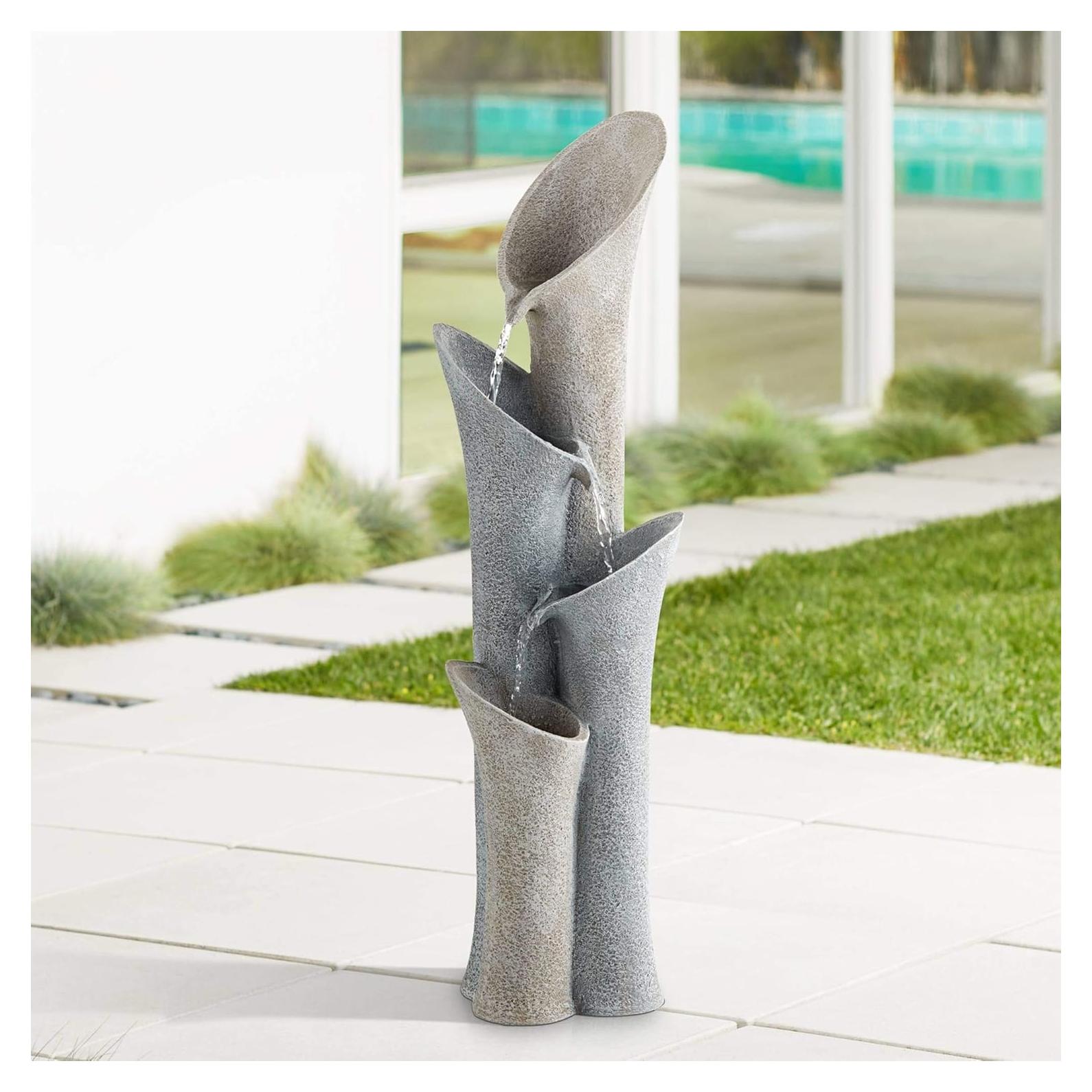 Fuente de piso moderna John Timberland 86 cm 4 niveles gris