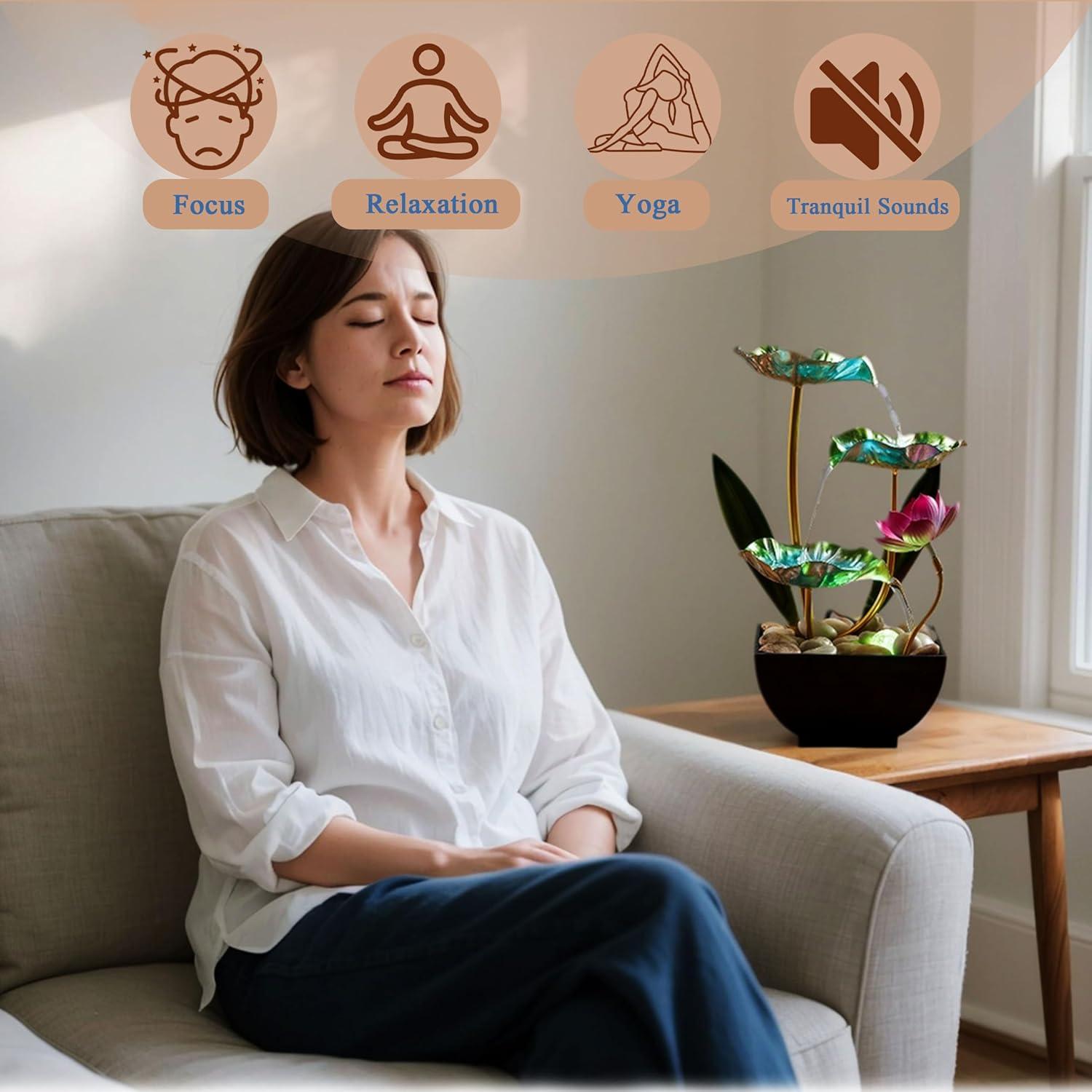 Fuente de Lluvia Genérica Loto con Luces LED 30 cm