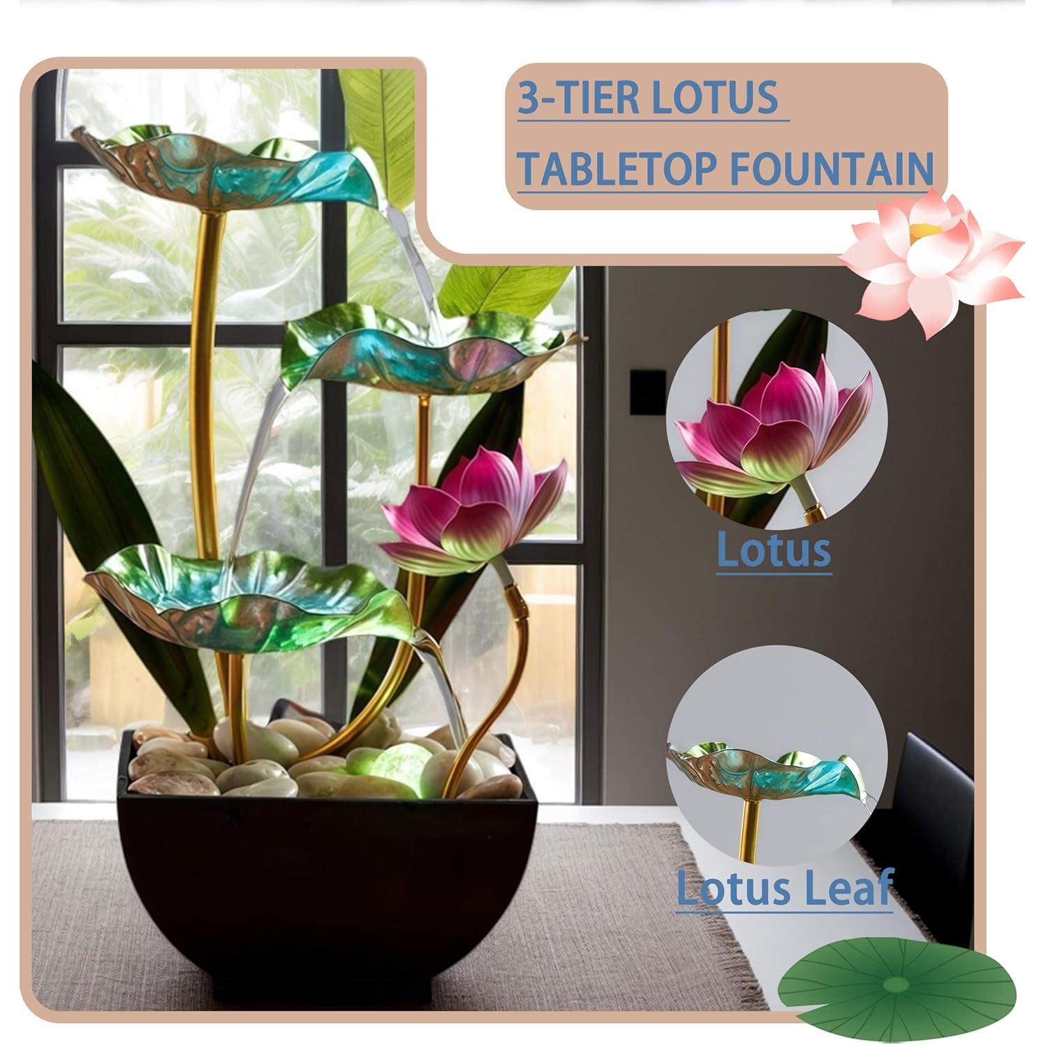 Fuente de Lluvia Genérica Loto con Luces LED 30 cm