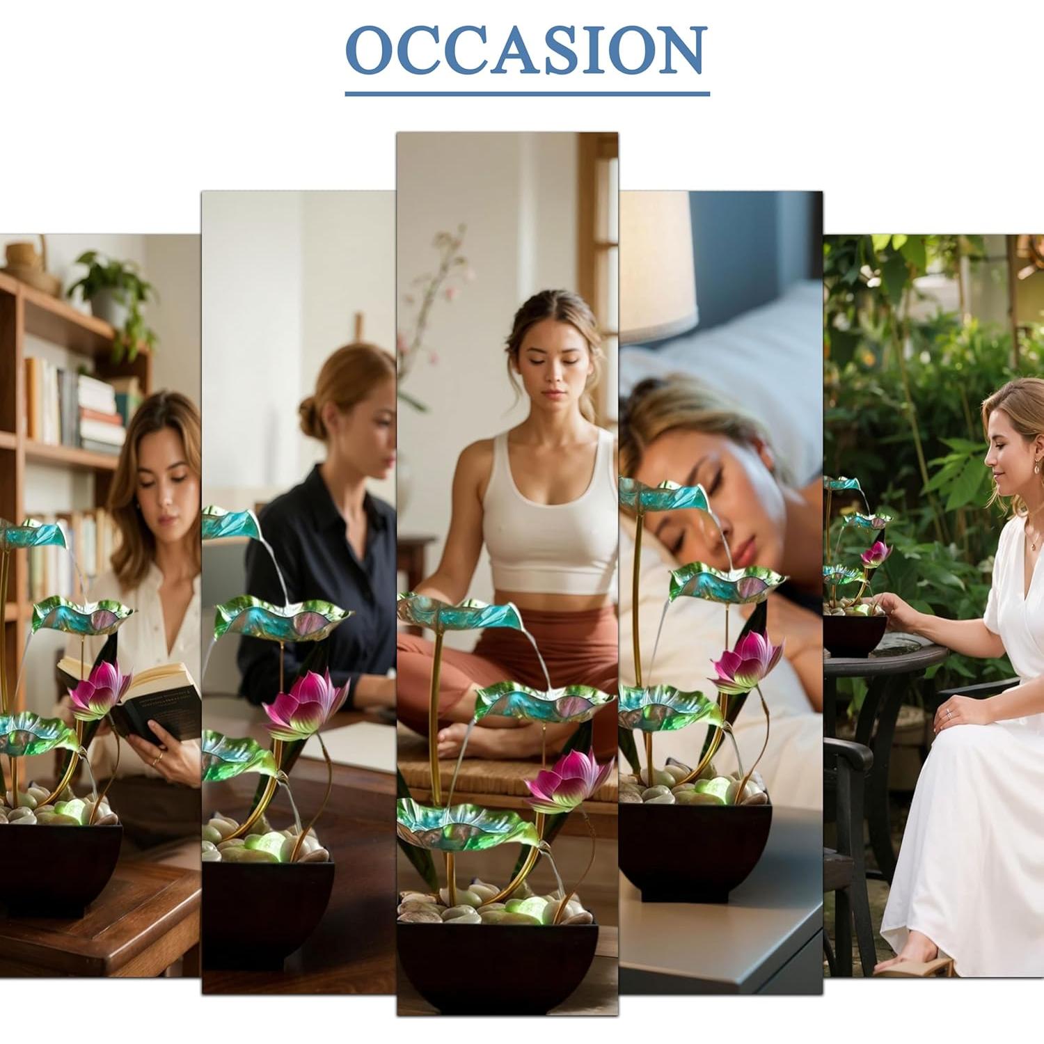 Fuente de Lluvia Genérica Loto con Luces LED 30 cm