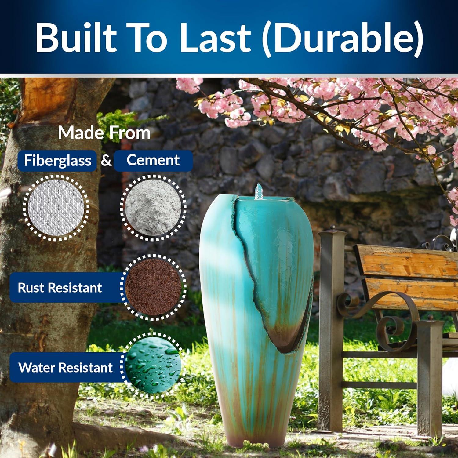 Fuente de Agua de Jarra Antigua Alpine 84 cm Turquesa LED