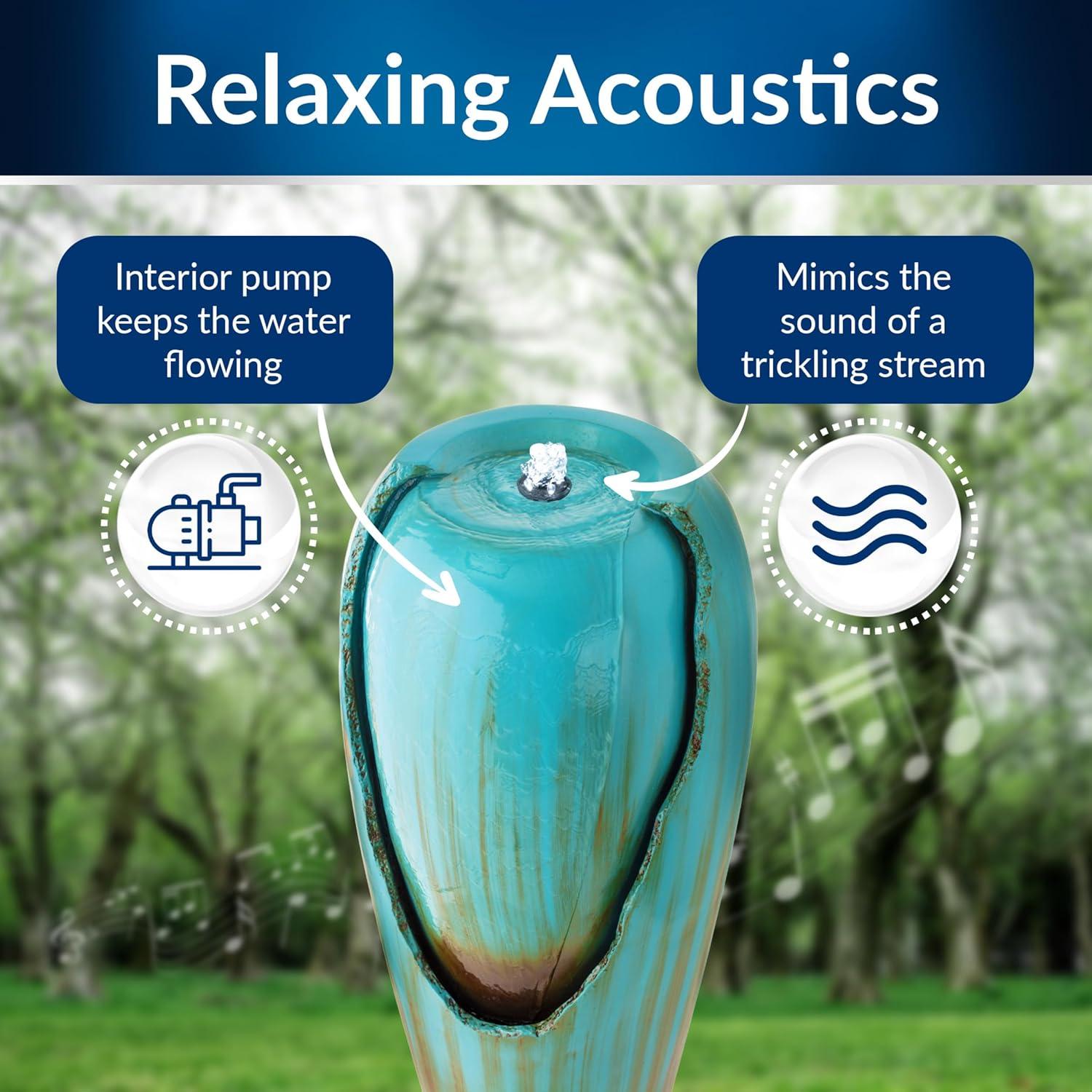 Fuente de Agua de Jarra Antigua Alpine 84 cm Turquesa LED