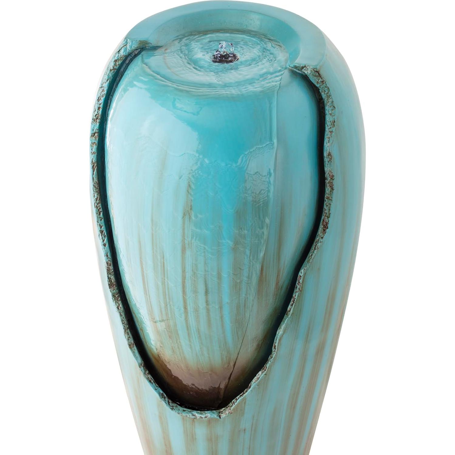 Fuente de Agua de Jarra Antigua Alpine 84 cm Turquesa LED