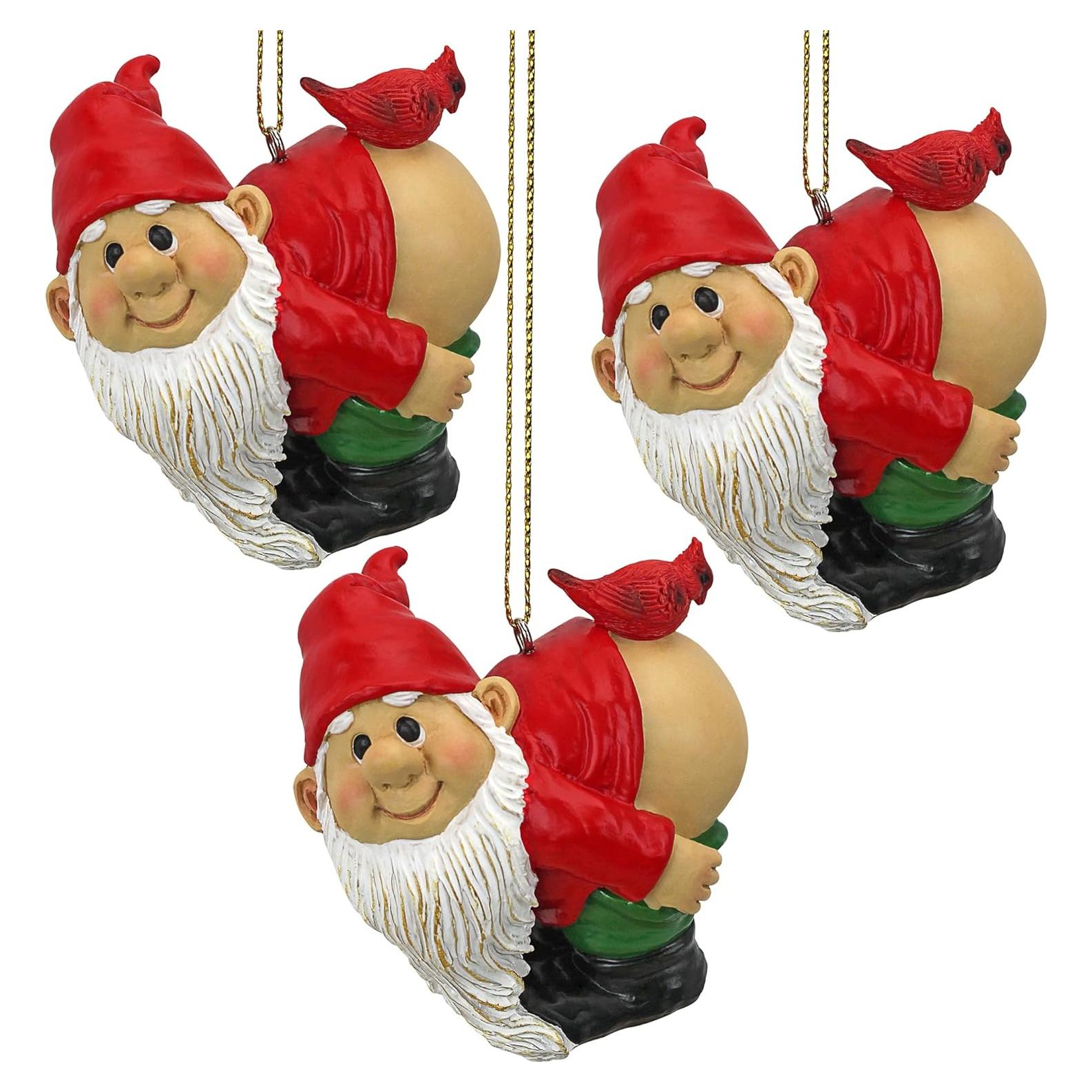 Adorno Navideño Loonie Moonie Gnome Design Toscano - Set de 3