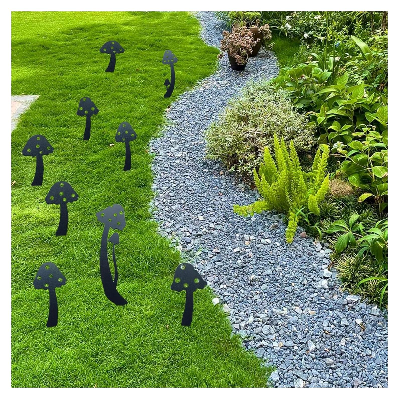 Estatuas de Jardín de Champiñones de Metal MXHHR - 5 Piezas