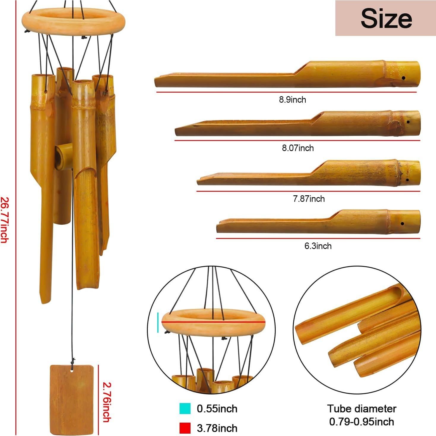 Campanas de Viento de Bambú Virekm para Exterior 67.8 cm