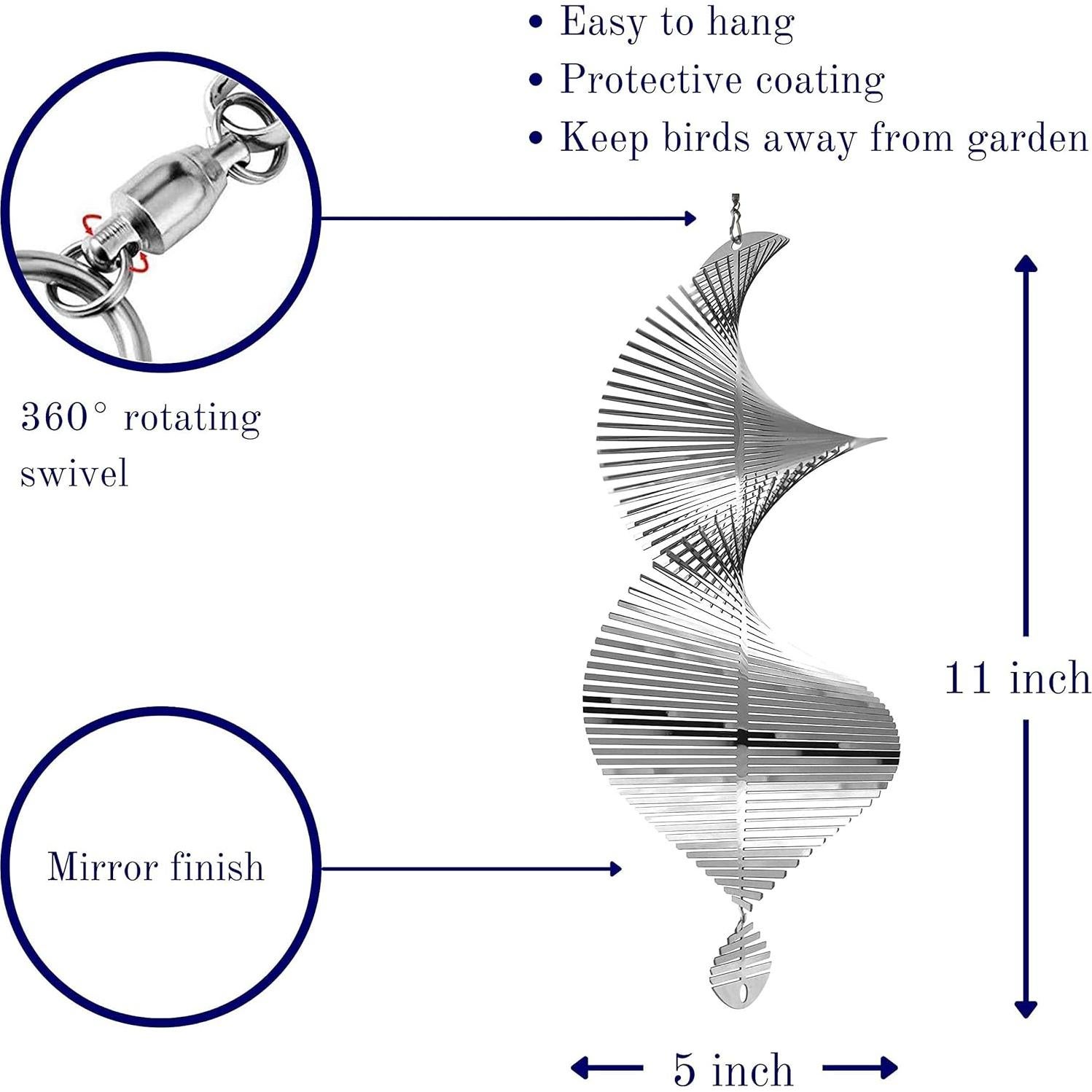Girador de Viento Metálico 3D Belleza y el Viento - Helix Plateada
