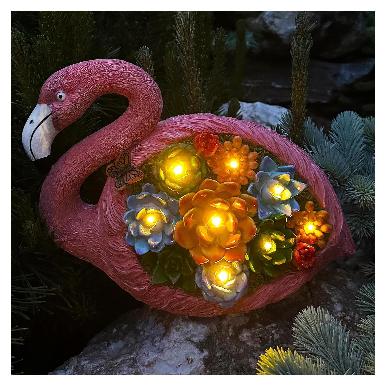 Estatua de Flamenco Solar Mood Lab - 23 cm, 8 Luces LED