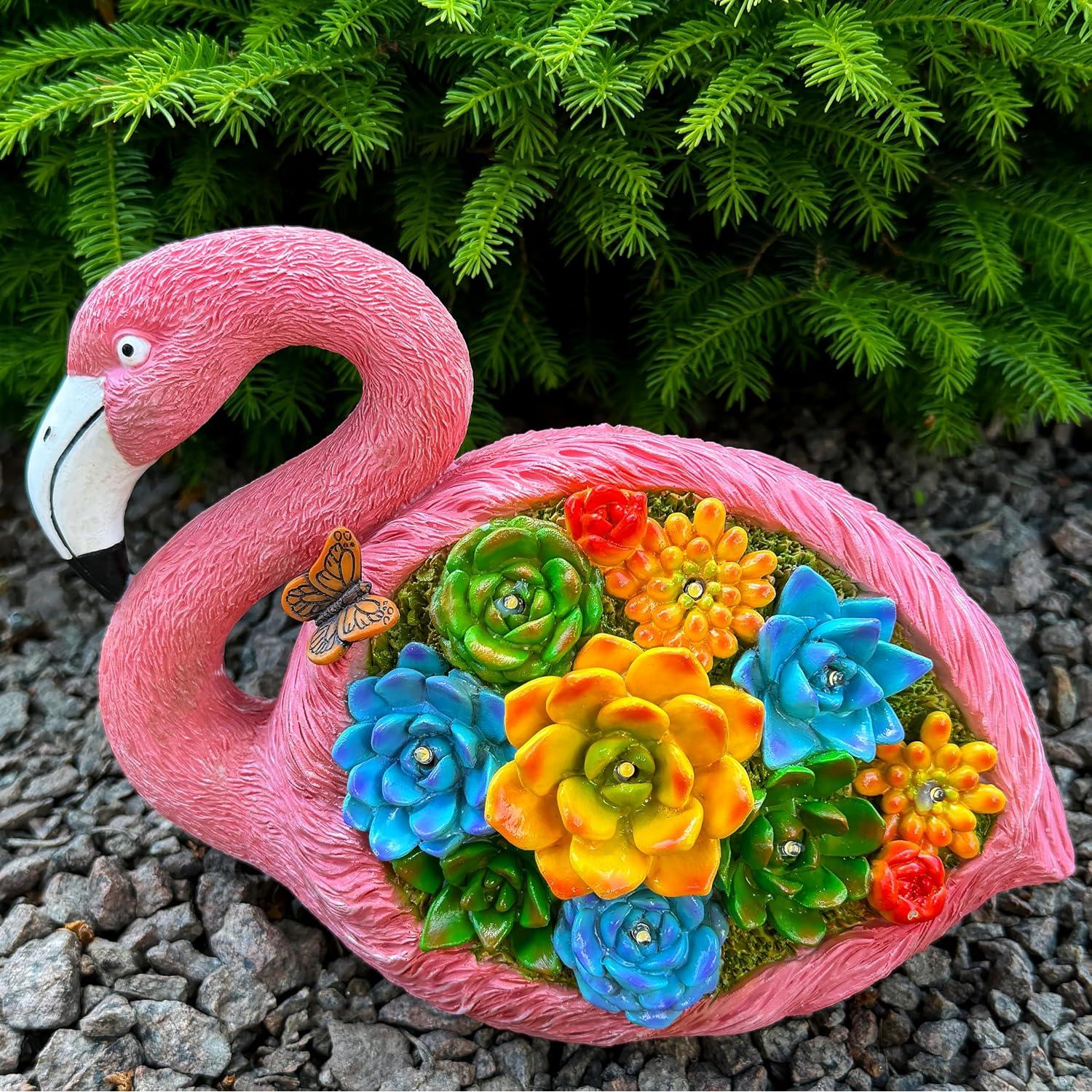 Estatua de Flamenco Solar Mood Lab - 23 cm, 8 Luces LED