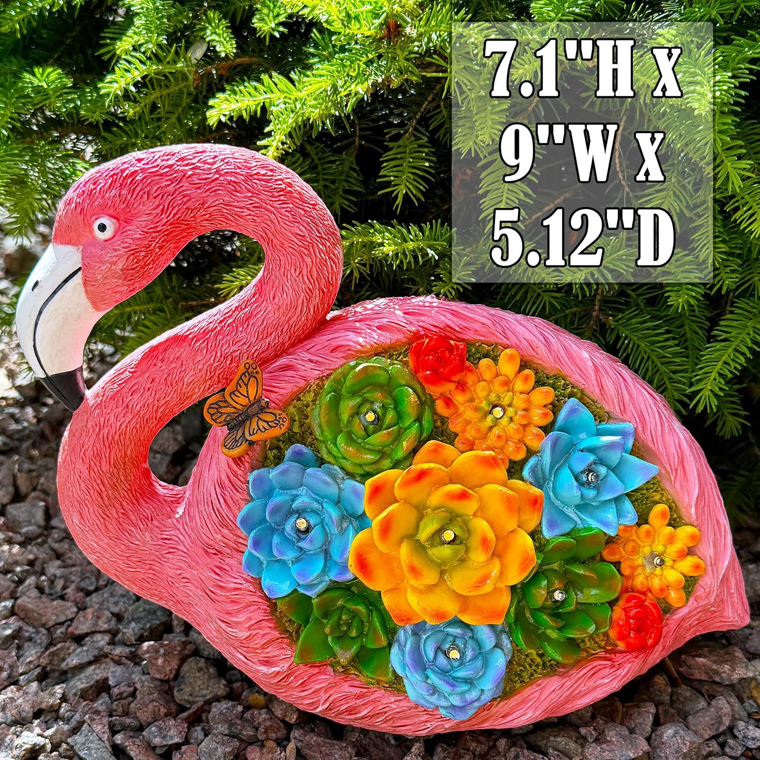 Estatua de Flamenco Solar Mood Lab - 23 cm, 8 Luces LED