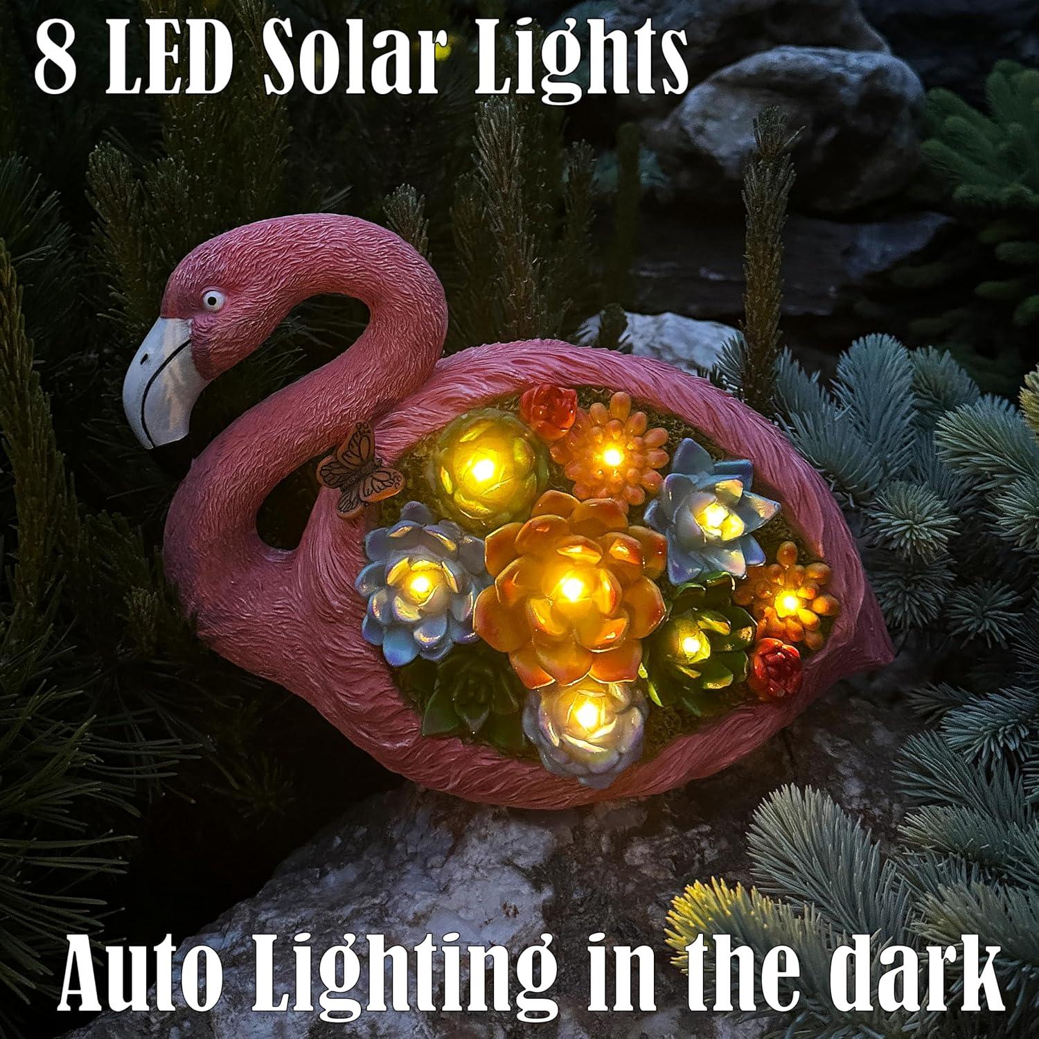 Estatua de Flamenco Solar Mood Lab - 23 cm, 8 Luces LED