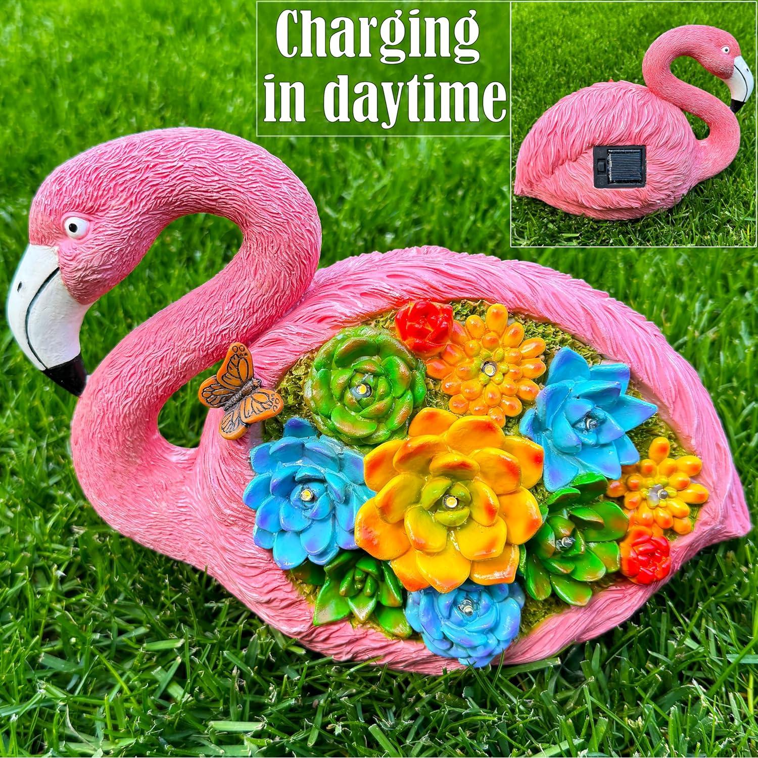 Estatua de Flamenco Solar Mood Lab - 23 cm, 8 Luces LED