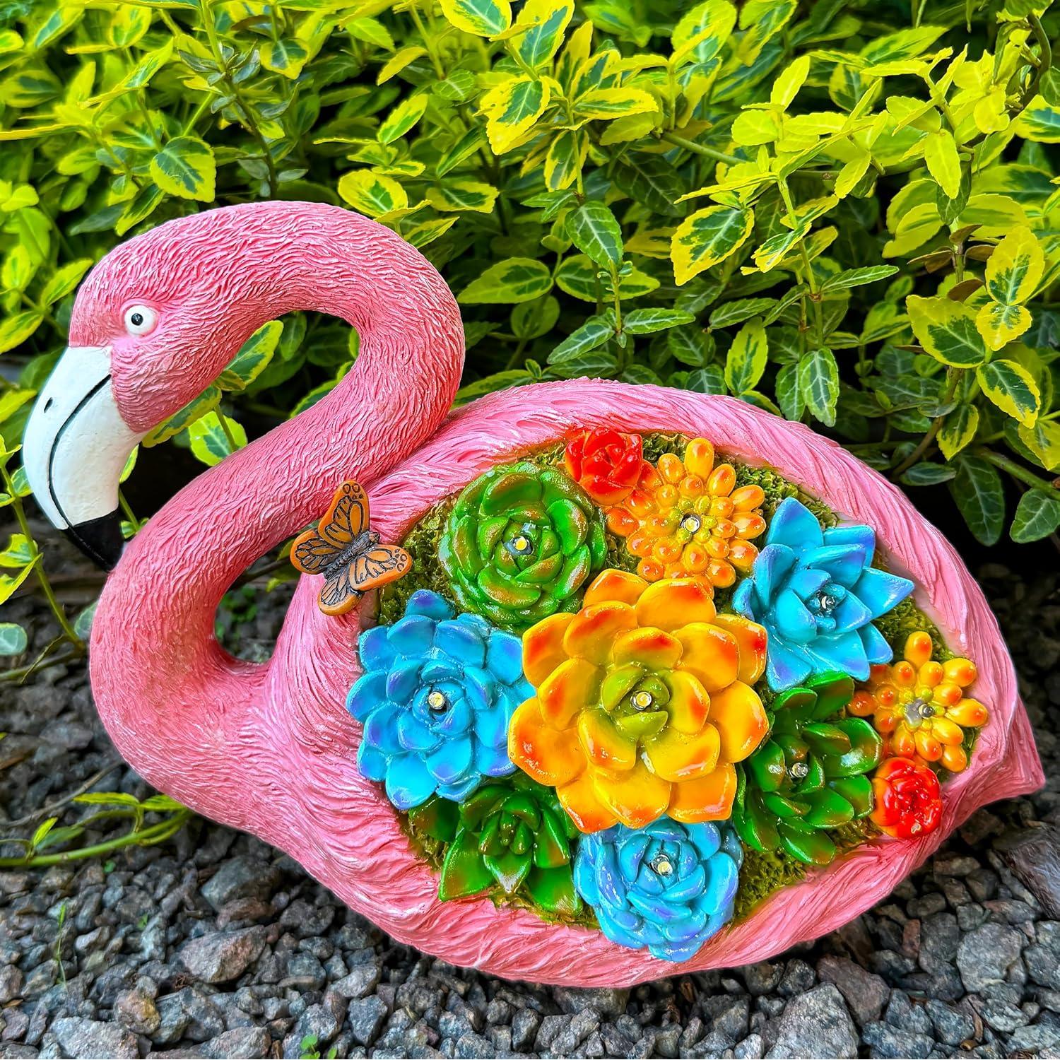 Estatua de Flamenco Solar Mood Lab - 23 cm, 8 Luces LED