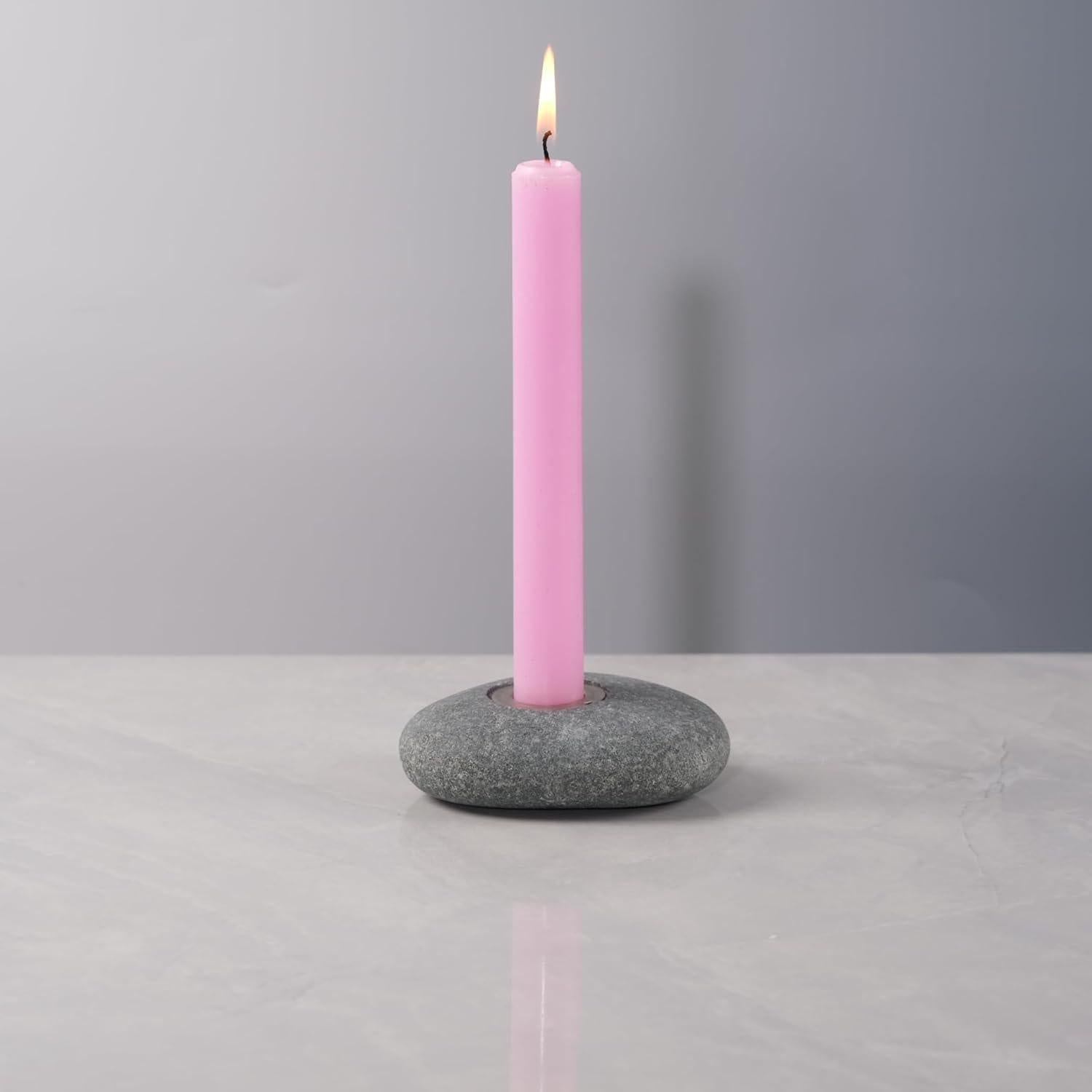 Soporte de Vela Taper Hecho a Mano ICNBUYS de Piedra Natural