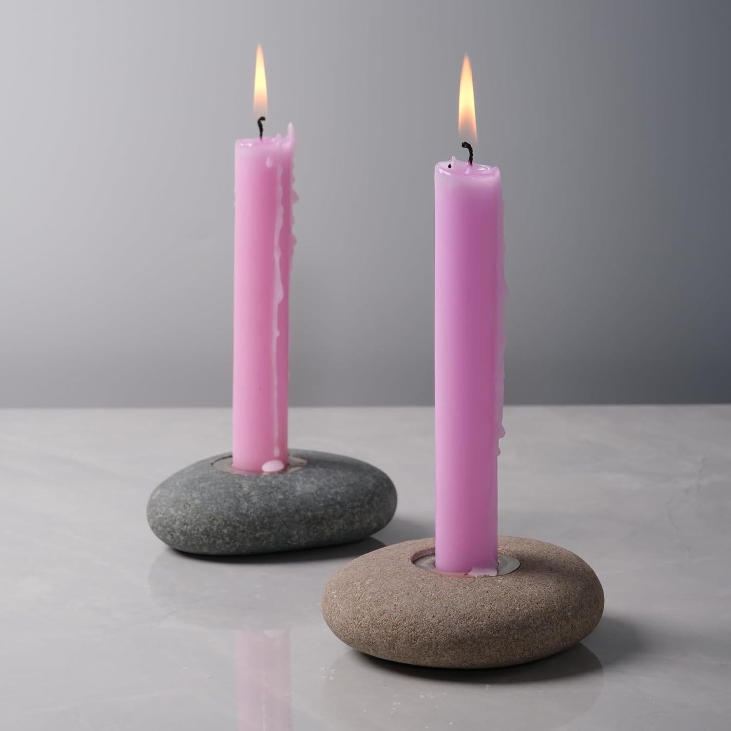 Soporte de Vela Taper Hecho a Mano ICNBUYS de Piedra Natural