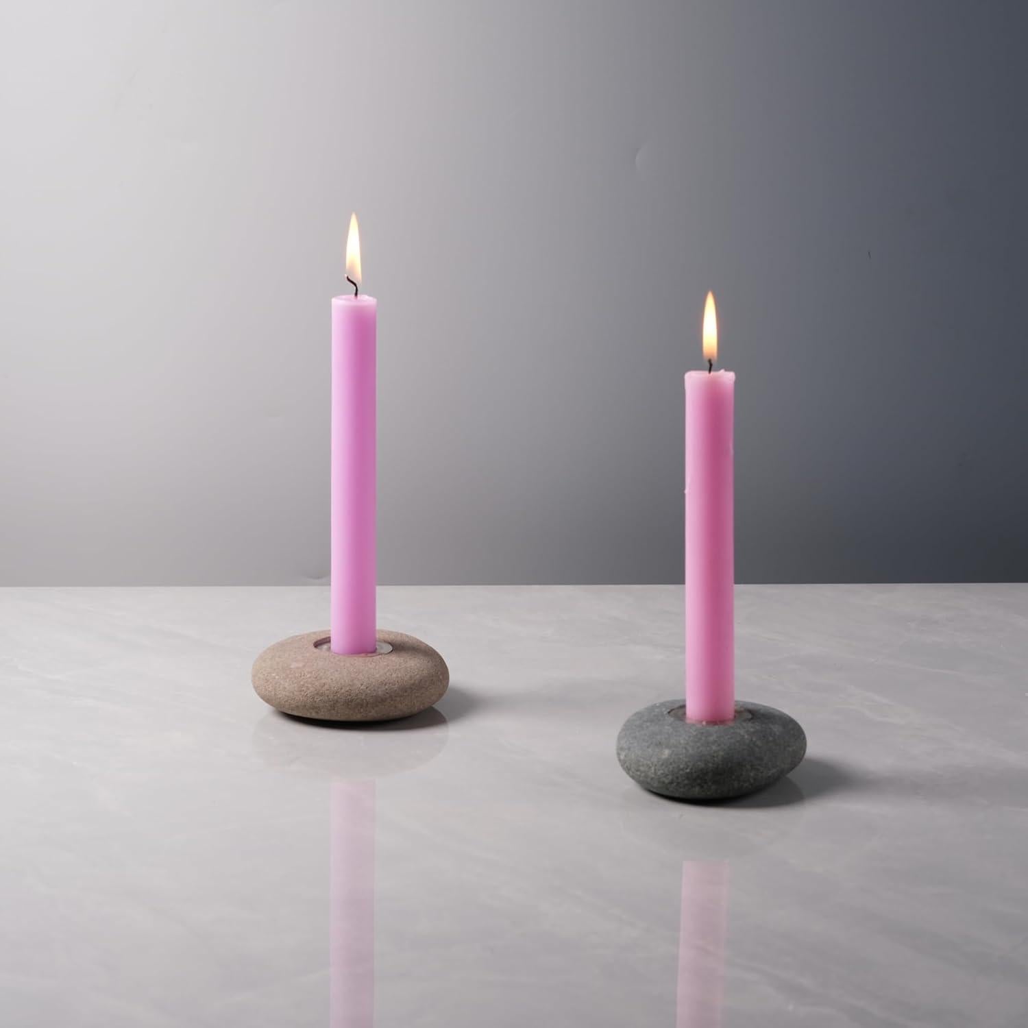 Soporte de Vela Taper Hecho a Mano ICNBUYS de Piedra Natural