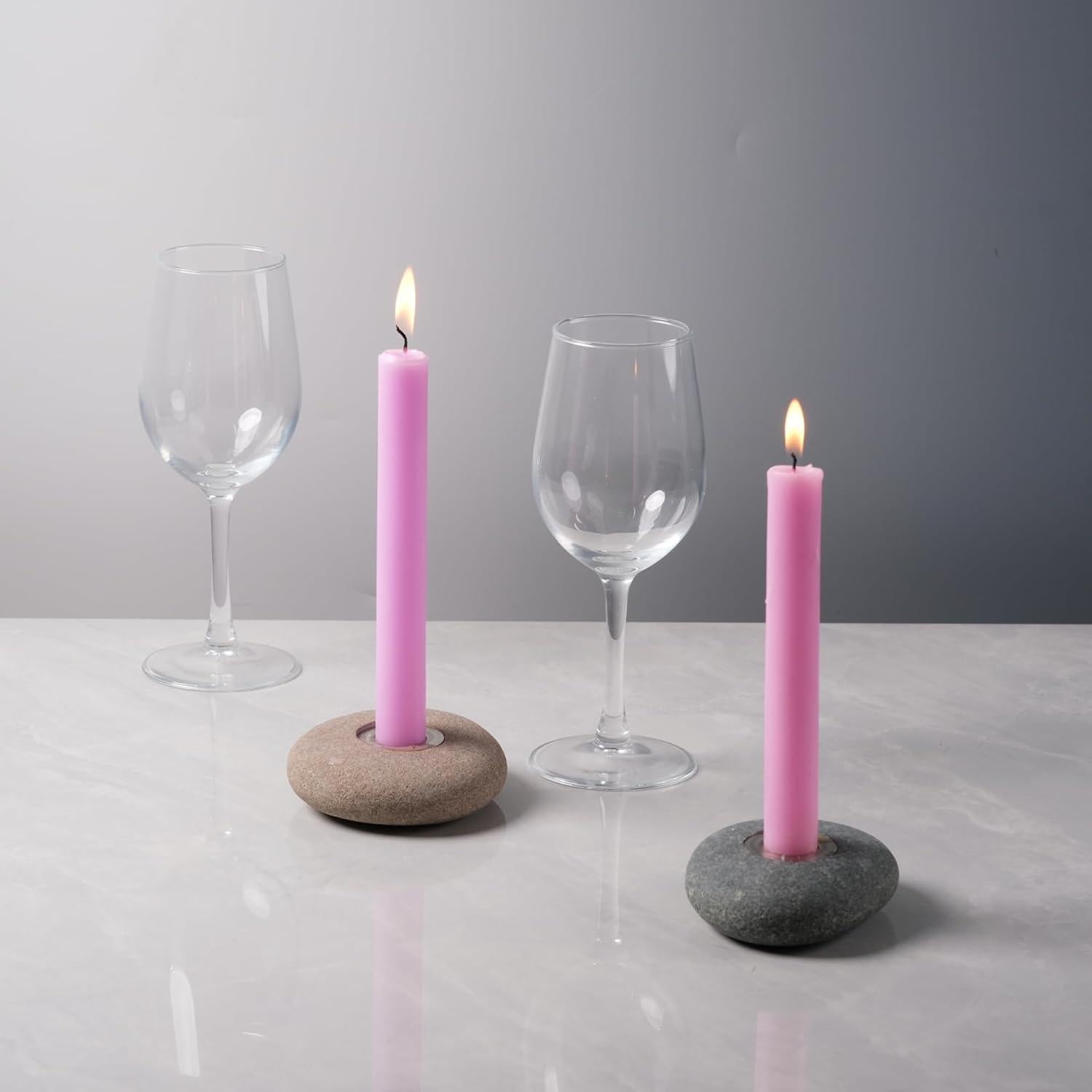 Soporte de Vela Taper Hecho a Mano ICNBUYS de Piedra Natural