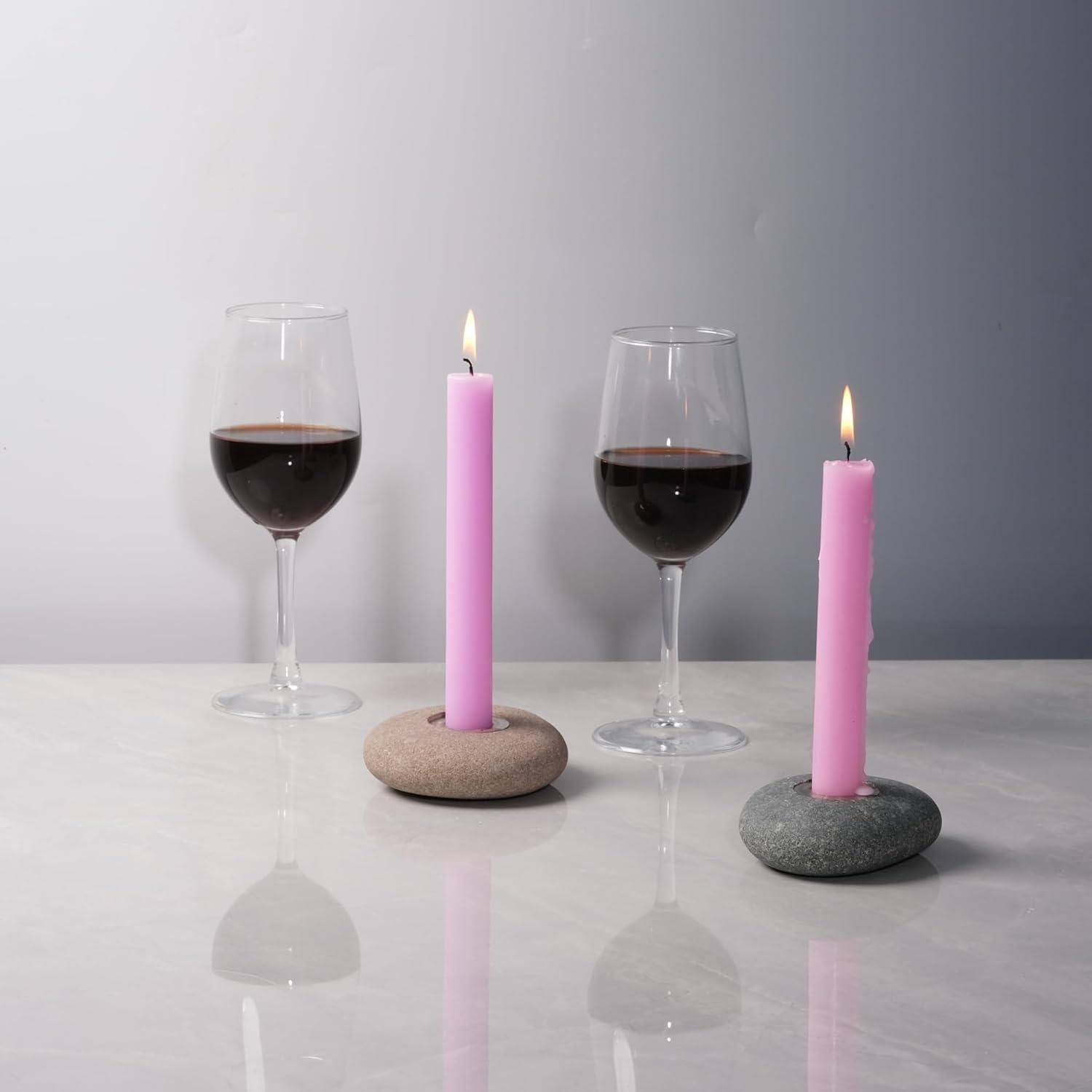 Soporte de Vela Taper Hecho a Mano ICNBUYS de Piedra Natural