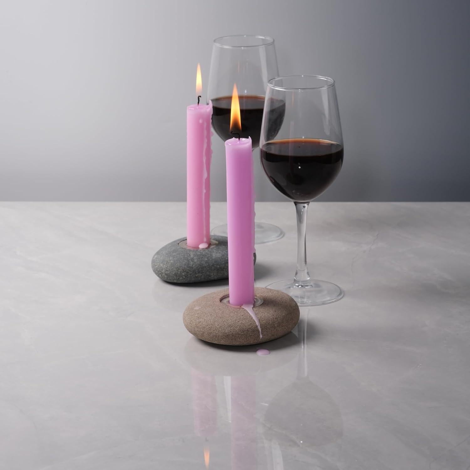 Soporte de Vela Taper Hecho a Mano ICNBUYS de Piedra Natural