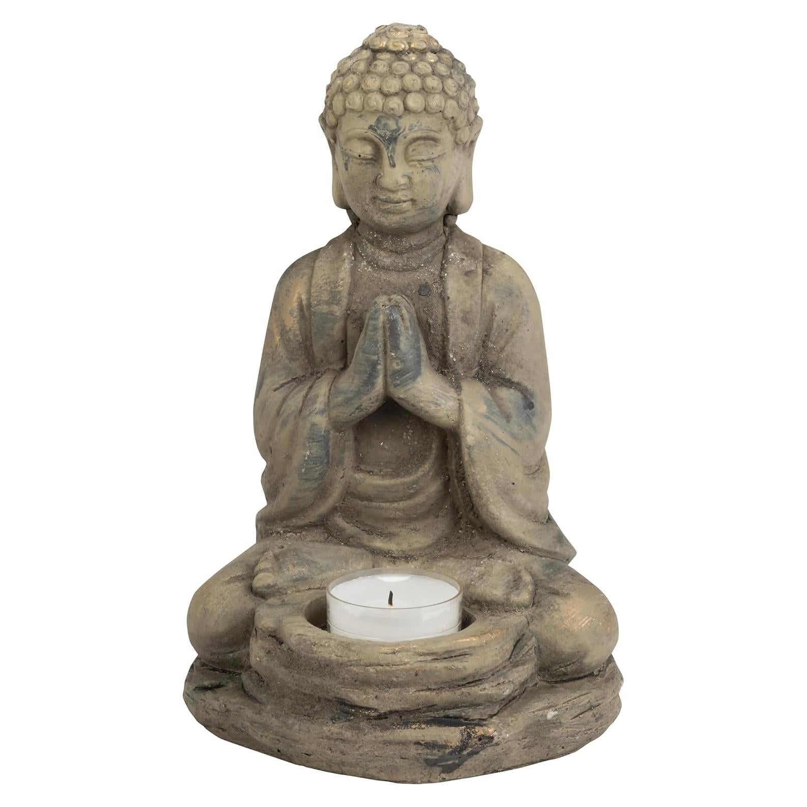 Soporte para Vela de Té Buda de Piedra Biedermann 15x20cm