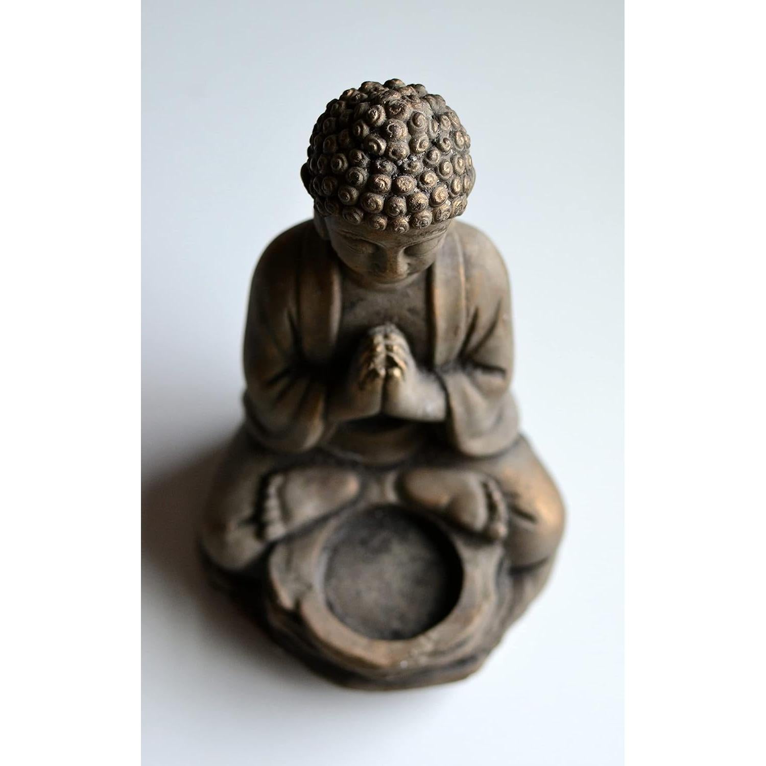 Soporte para Vela de Té Buda de Piedra Biedermann 15x20cm