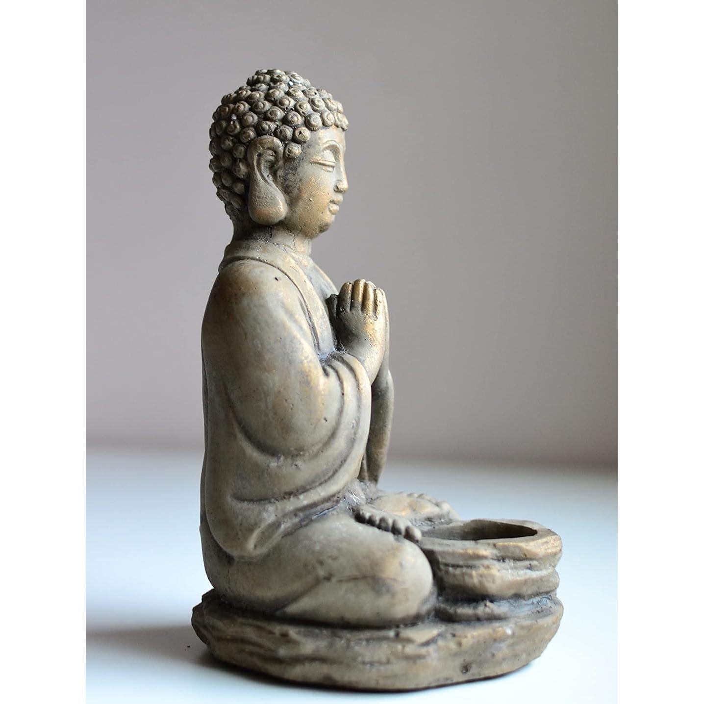 Soporte para Vela de Té Buda de Piedra Biedermann 15x20cm