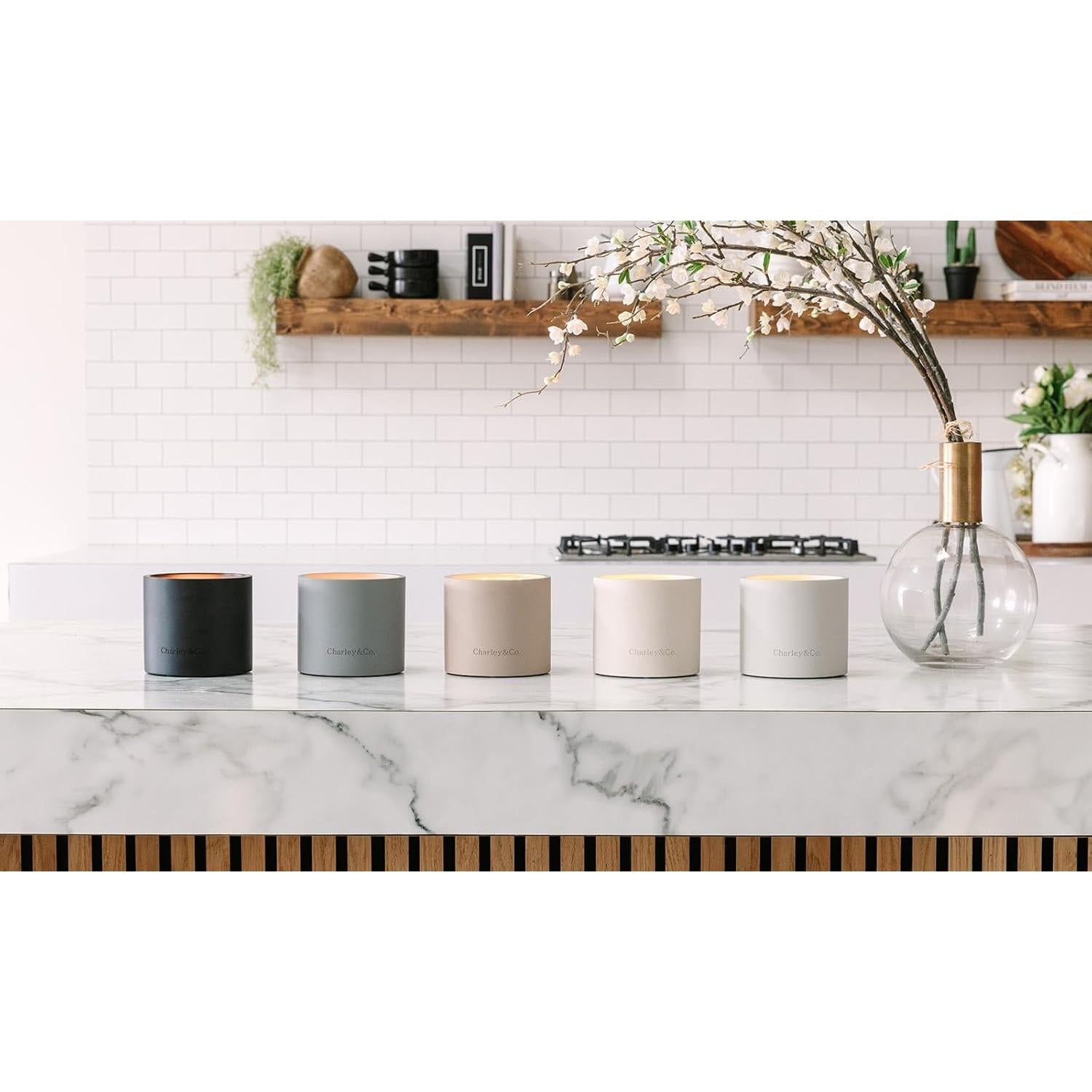 Soporte de Vela de Cemento Charley&Co. Negro 13cm