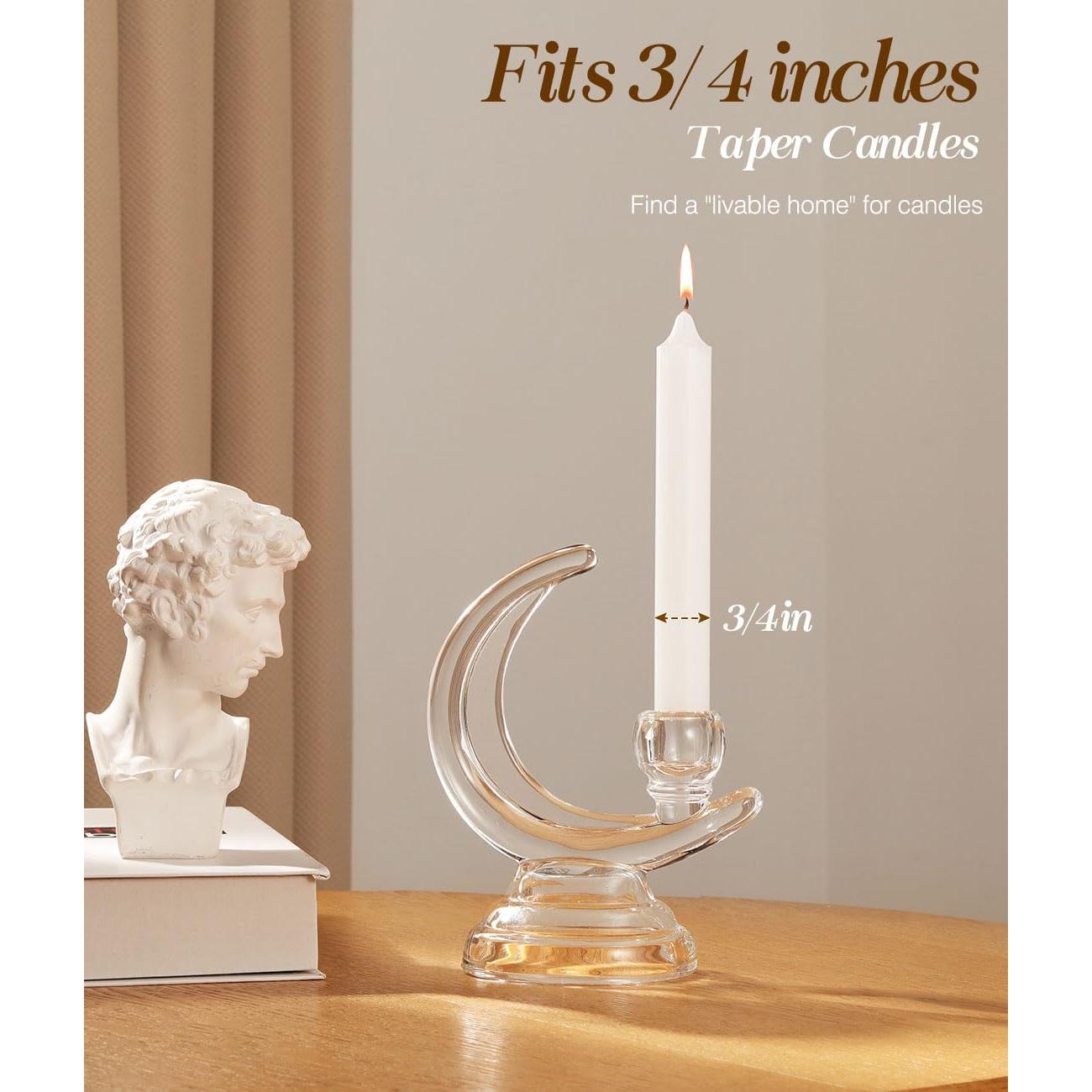 Soporte de Vela de Vidrio Lewondr Media Luna 17 cm Decorativo