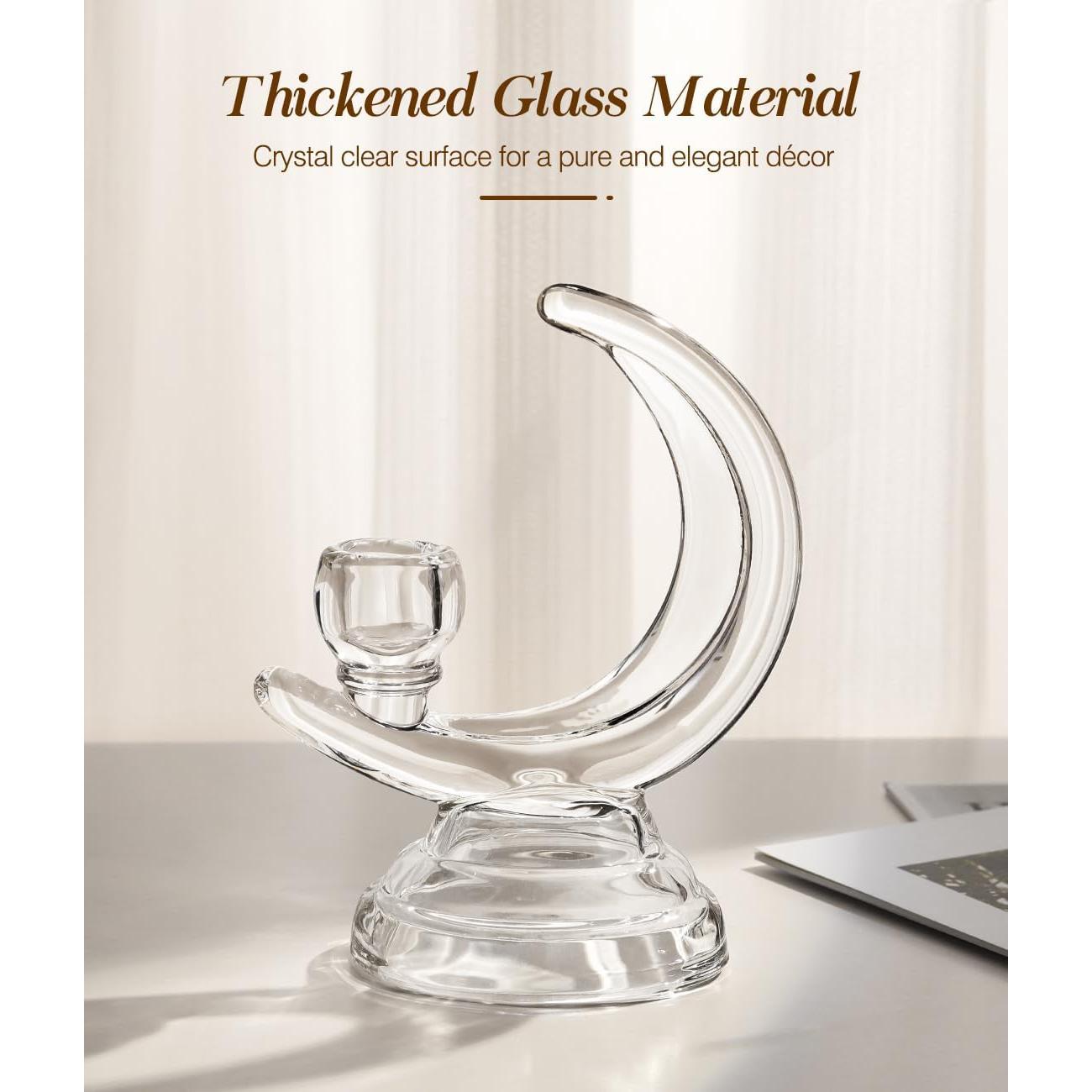 Soporte de Vela de Vidrio Lewondr Media Luna 17 cm Decorativo