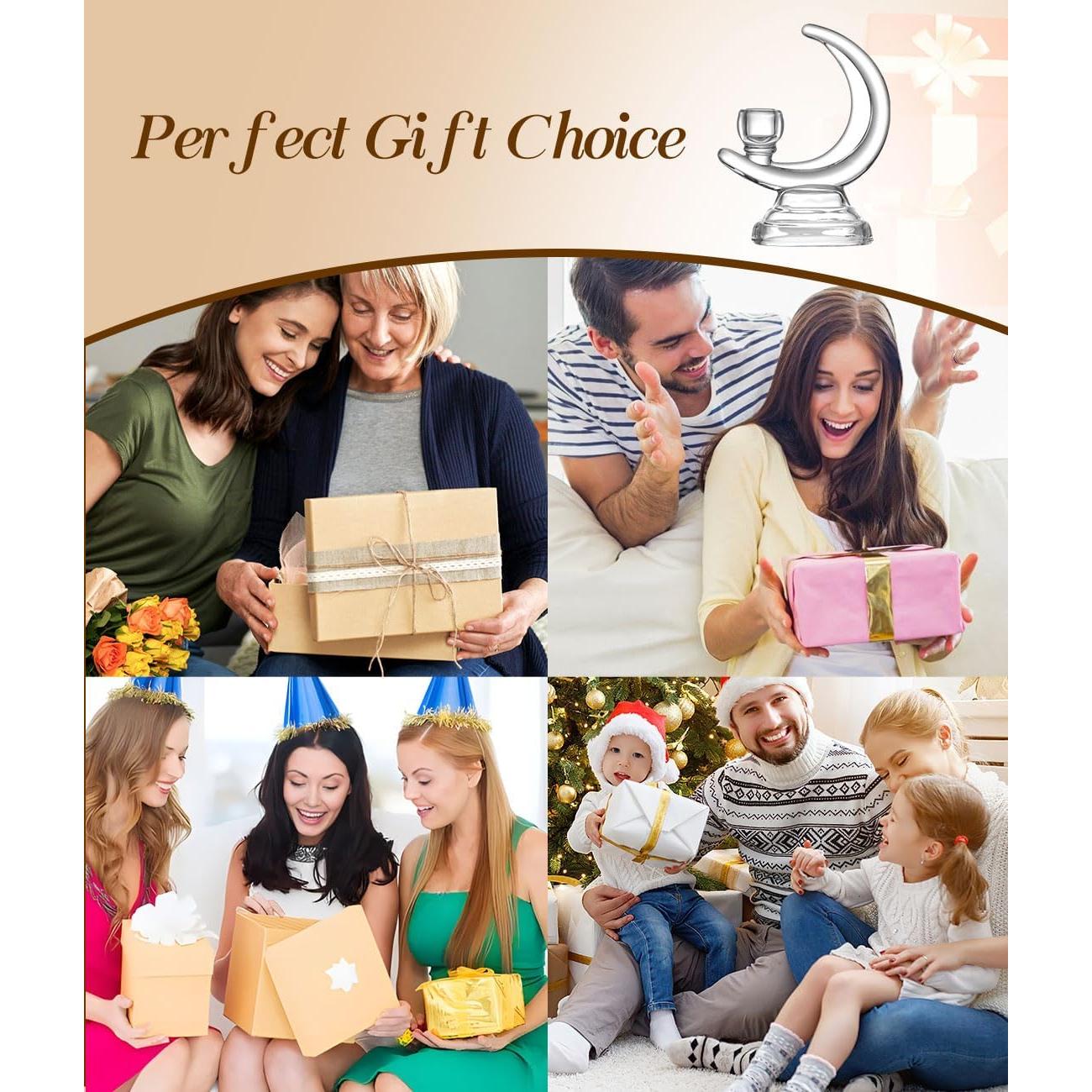 Soporte de Vela de Vidrio Lewondr Media Luna 17 cm Decorativo