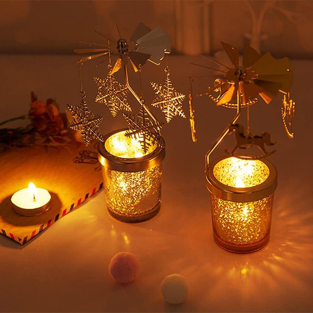 Soporte para Velas Giratorio WCJL de Vidrio Dorado 11.94 cm