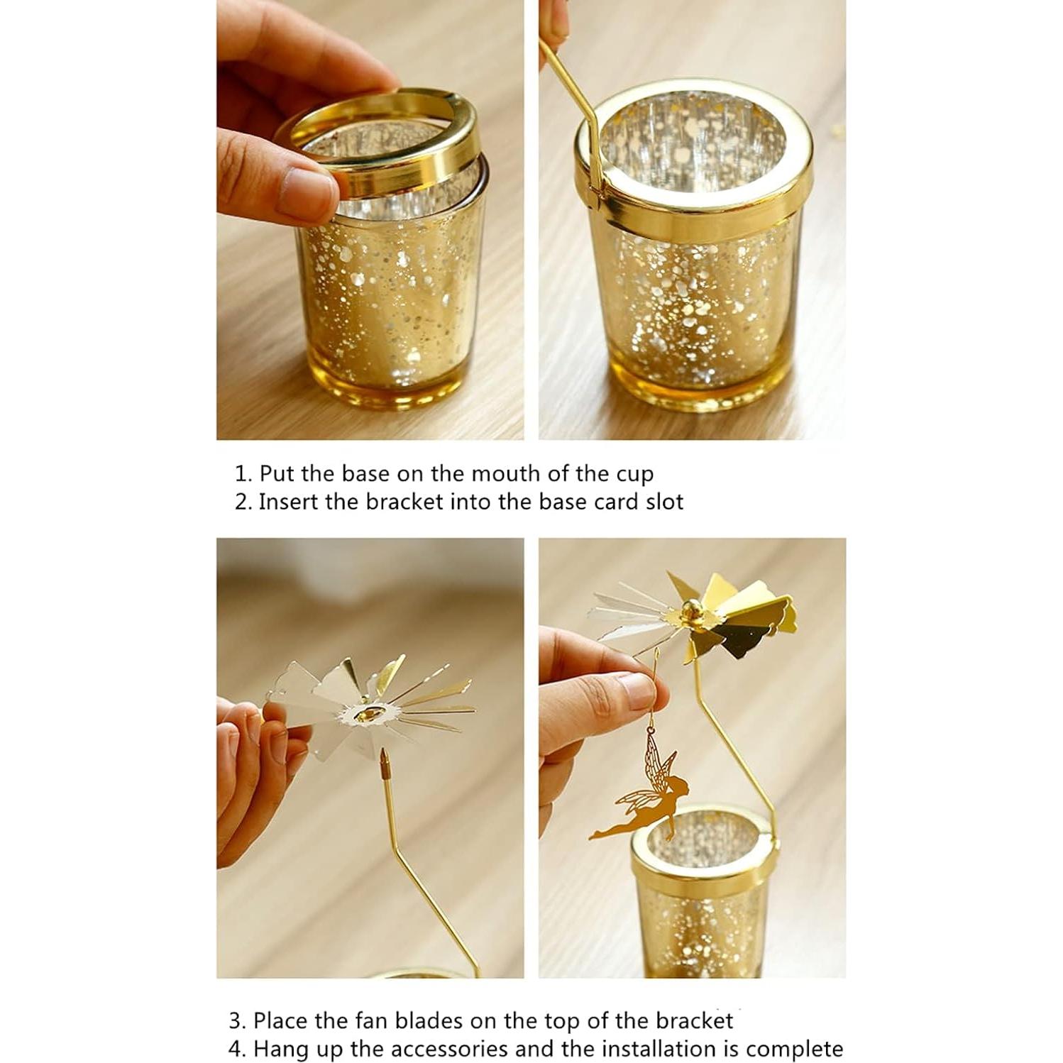 Soporte para Velas Giratorio WCJL de Vidrio Dorado 11.94 cm