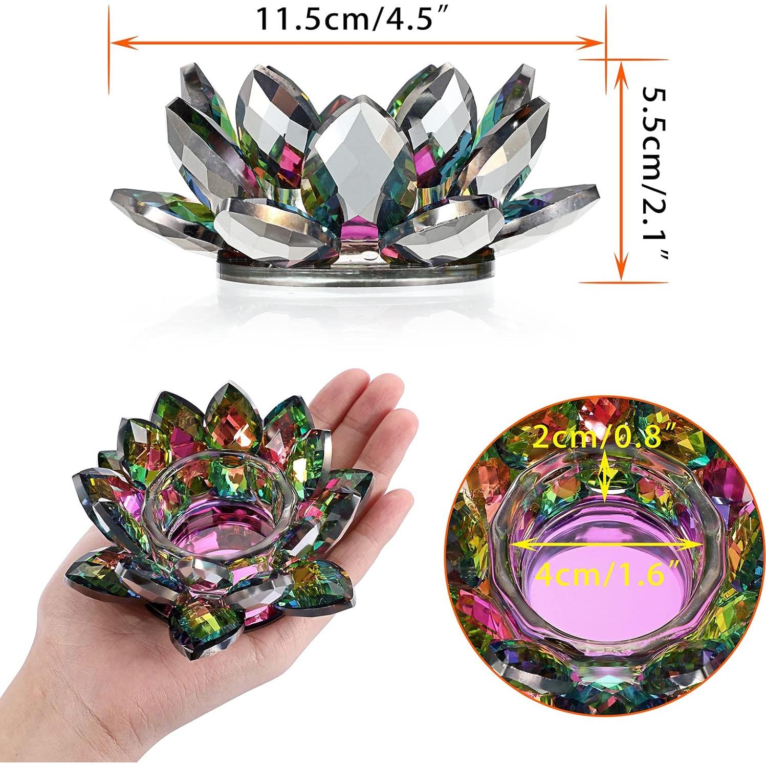 Soporte para vela de té cristal loto colorido OwnMy 11.5cm