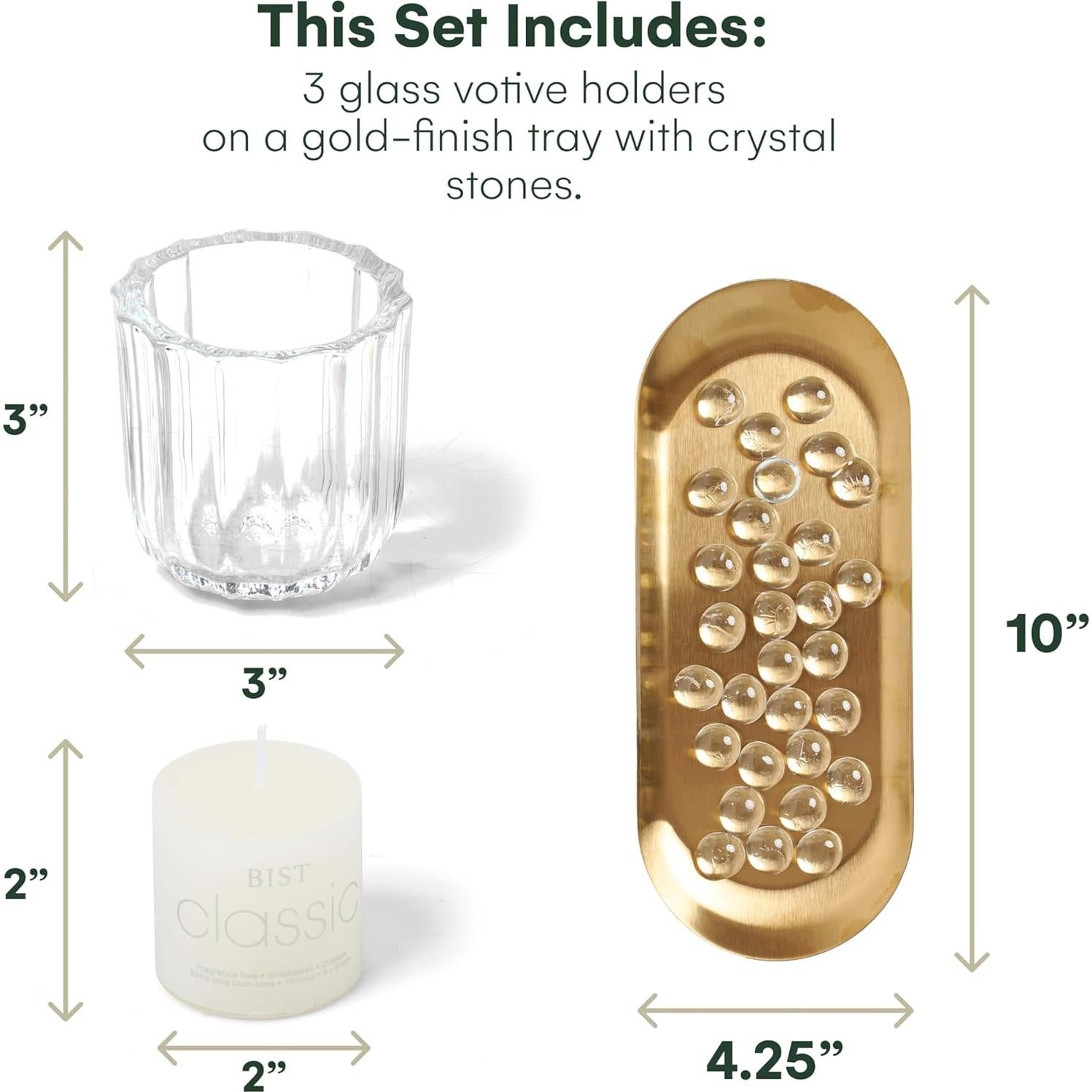 Set de 3 Soportes de Velas de Vidrio Dawhud Direct - Elegantes