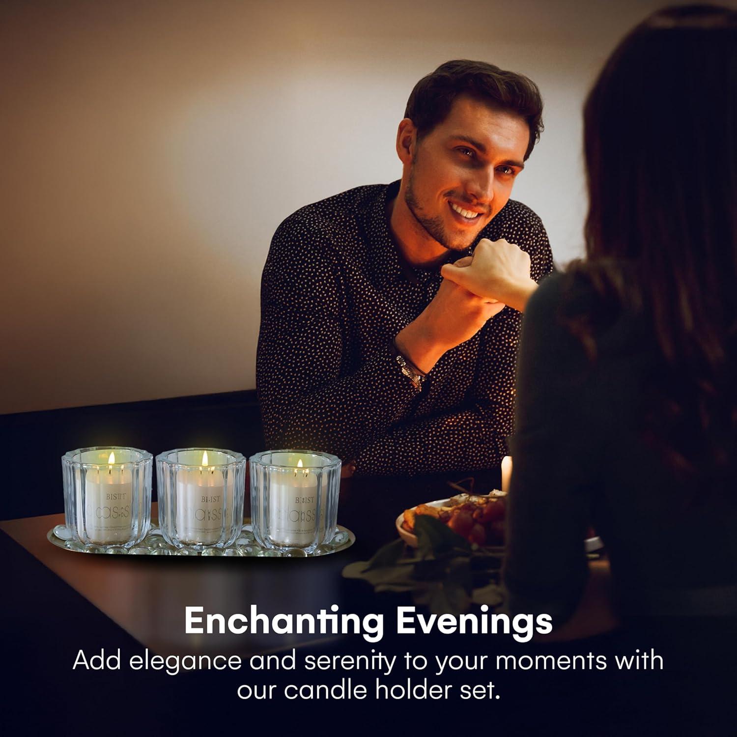 Set de 3 Soportes de Velas de Vidrio Dawhud Direct - Elegantes