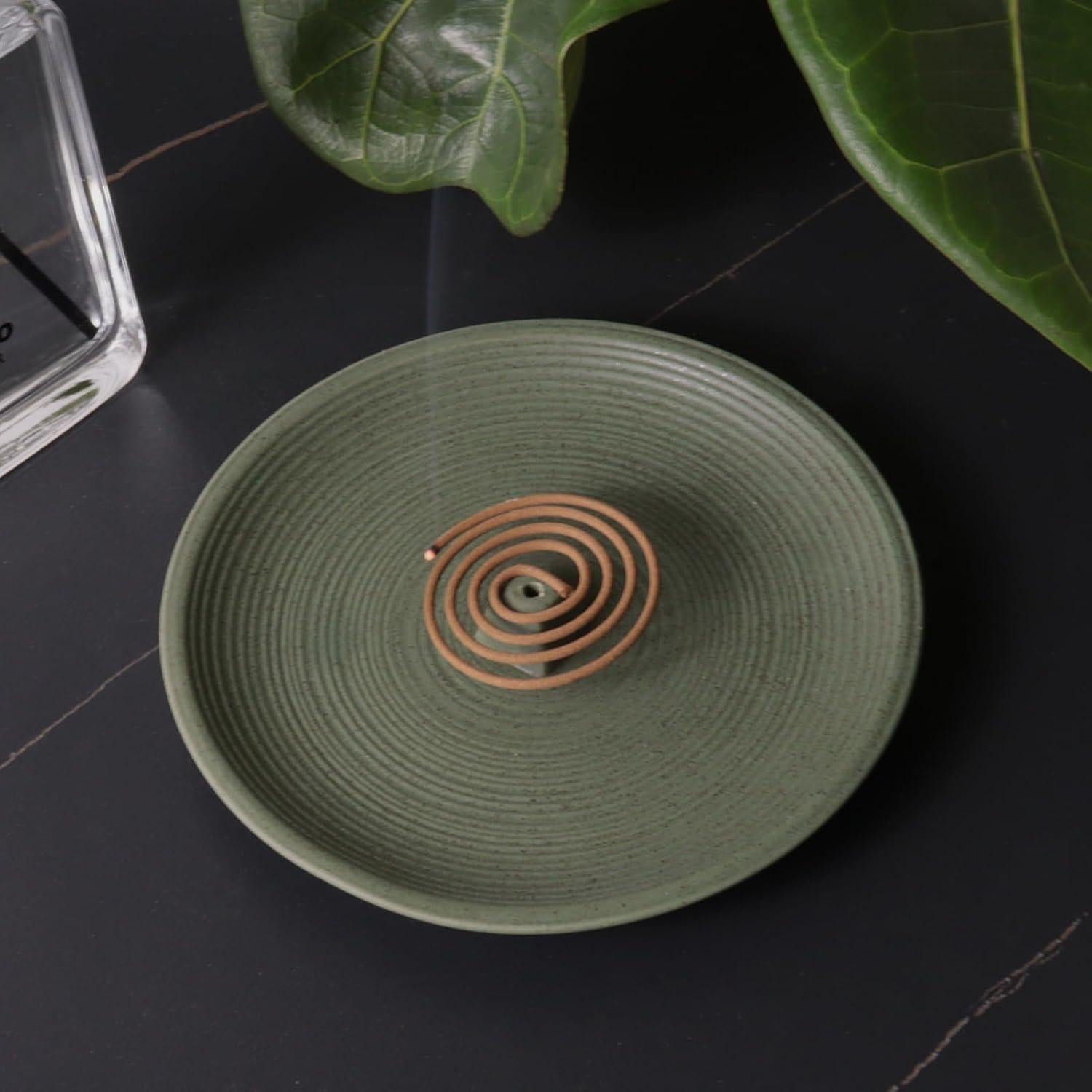 Soporte de Incienso Cerámica Verde CHORZHOW 14cm Redondo