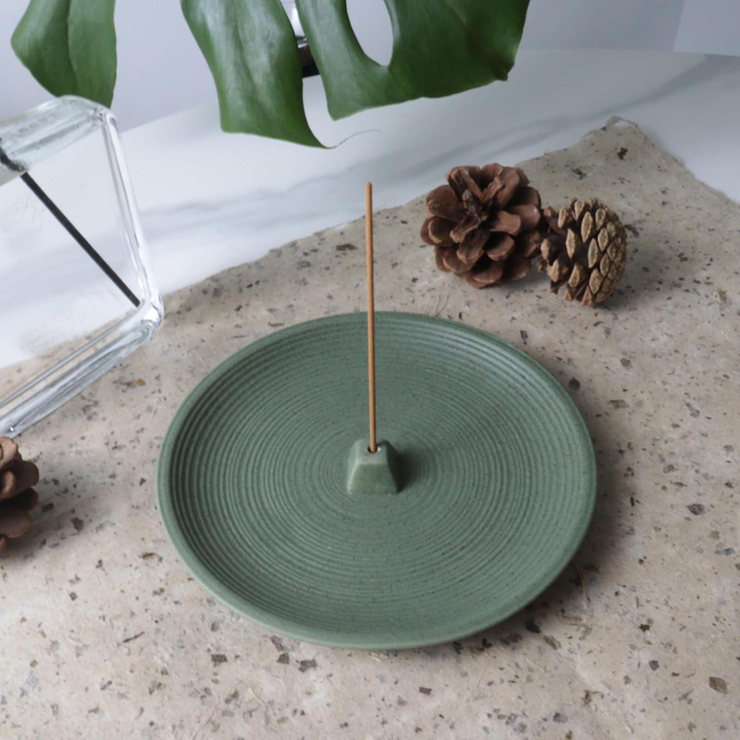 Soporte de Incienso Cerámica Verde CHORZHOW 14cm Redondo