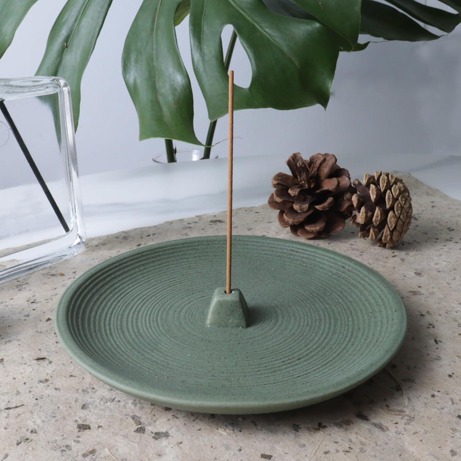 Soporte de Incienso Cerámica Verde CHORZHOW 14cm Redondo