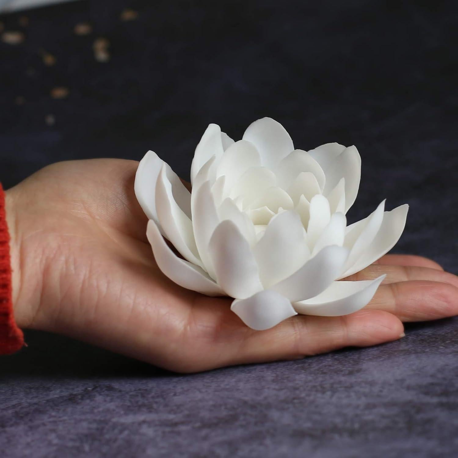 Quemador de Incienso de Loto Blanco Lioong Cerámica 10 cm
