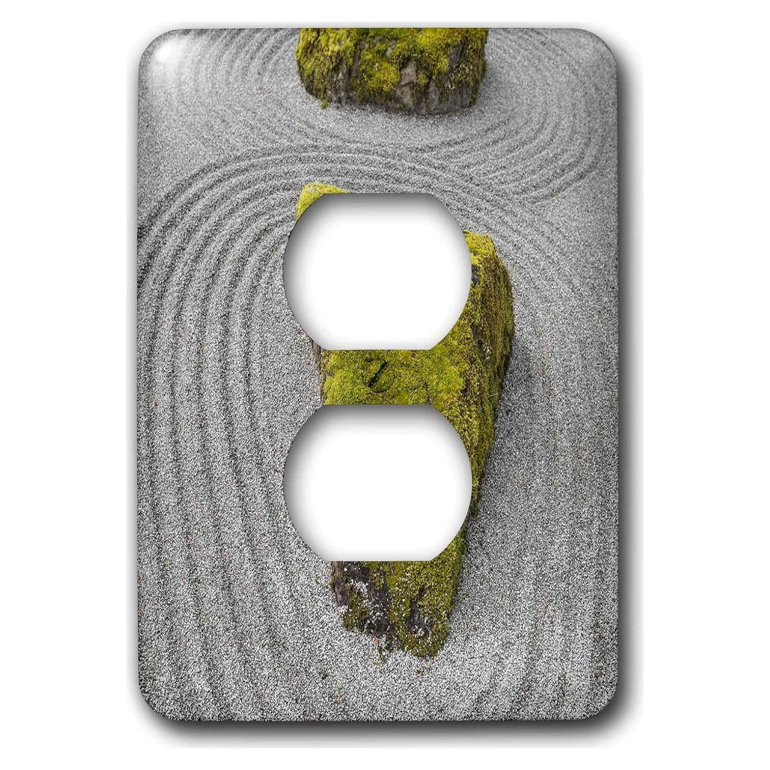 Cubierta de Enchufe 3dRose Jardín Zen Metal 8.9x12.7cm