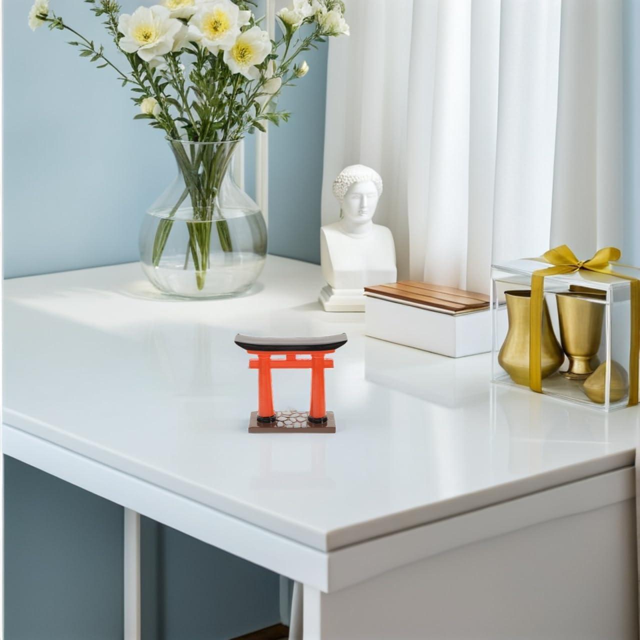 Adorno Miniatura Puerta Torii Amosfun 8x2x8 cm Resina Roja