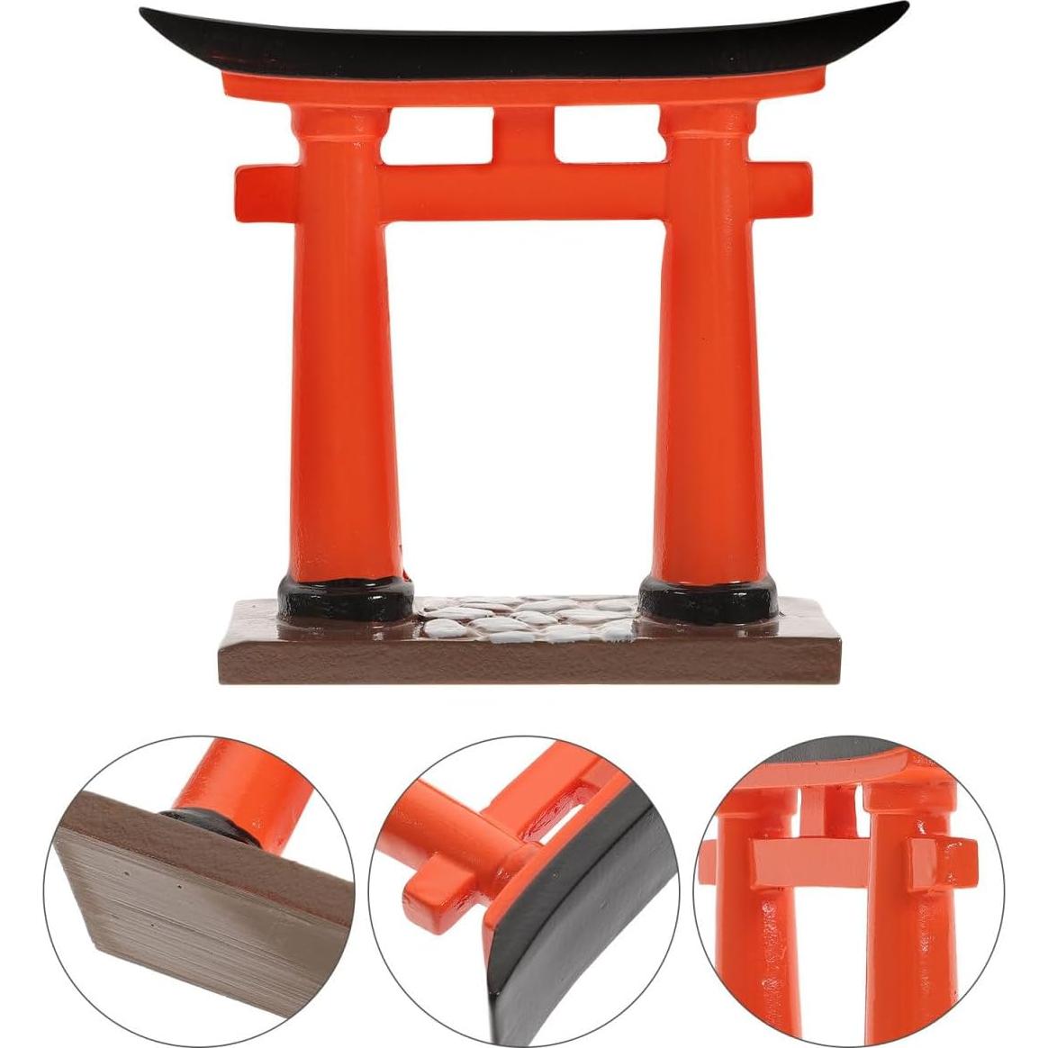 Adorno Miniatura Puerta Torii Amosfun 8x2x8 cm Resina Roja