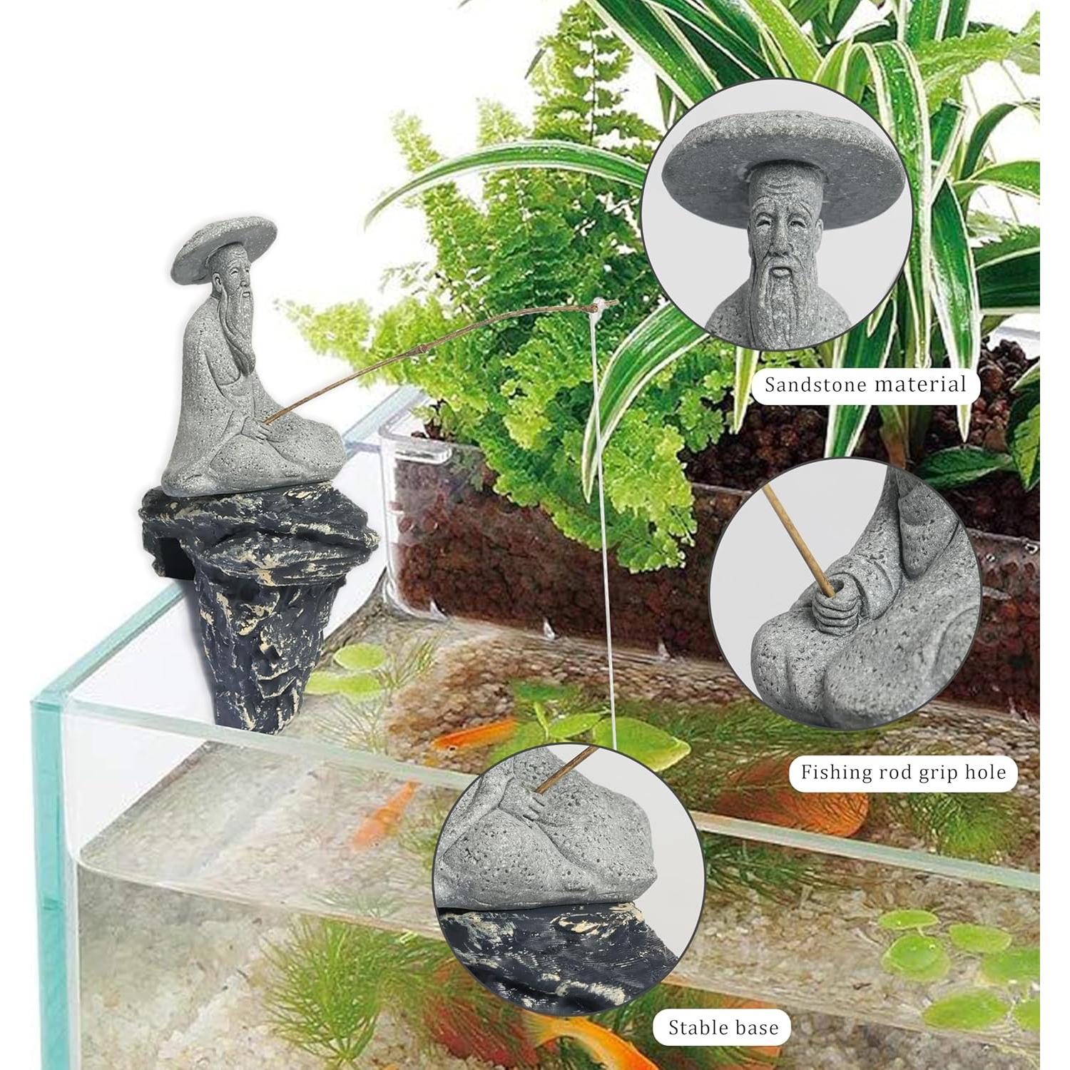 Estatua Pescador Zen LIYAOLI - Mini Figurina Arenisca 6.5cm