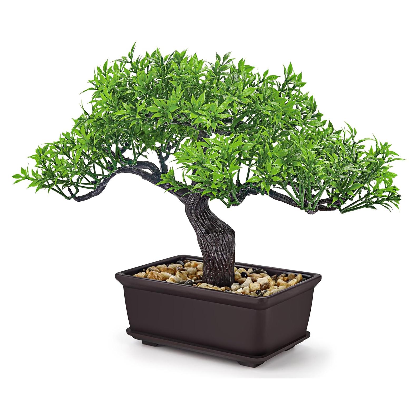 Bonsai Artificial Der Rose 20 cm en Maceta Decorativa Verde