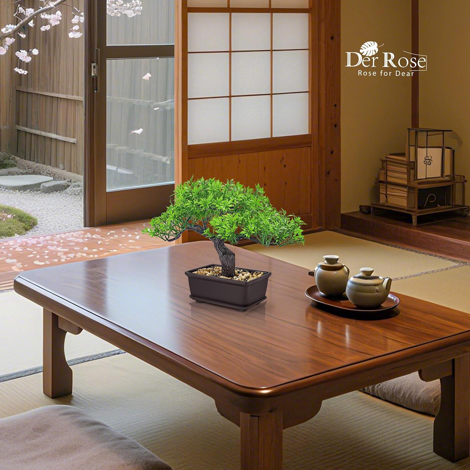 Bonsai Artificial Der Rose 20 cm en Maceta Decorativa Verde