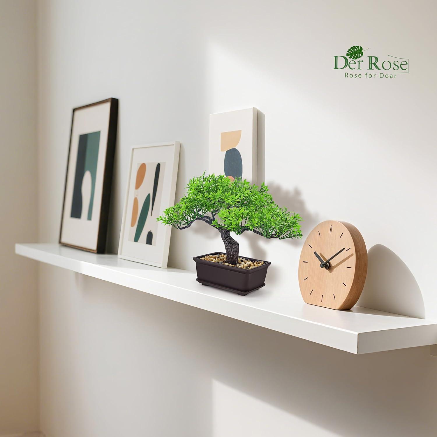 Bonsai Artificial Der Rose 20 cm en Maceta Decorativa Verde