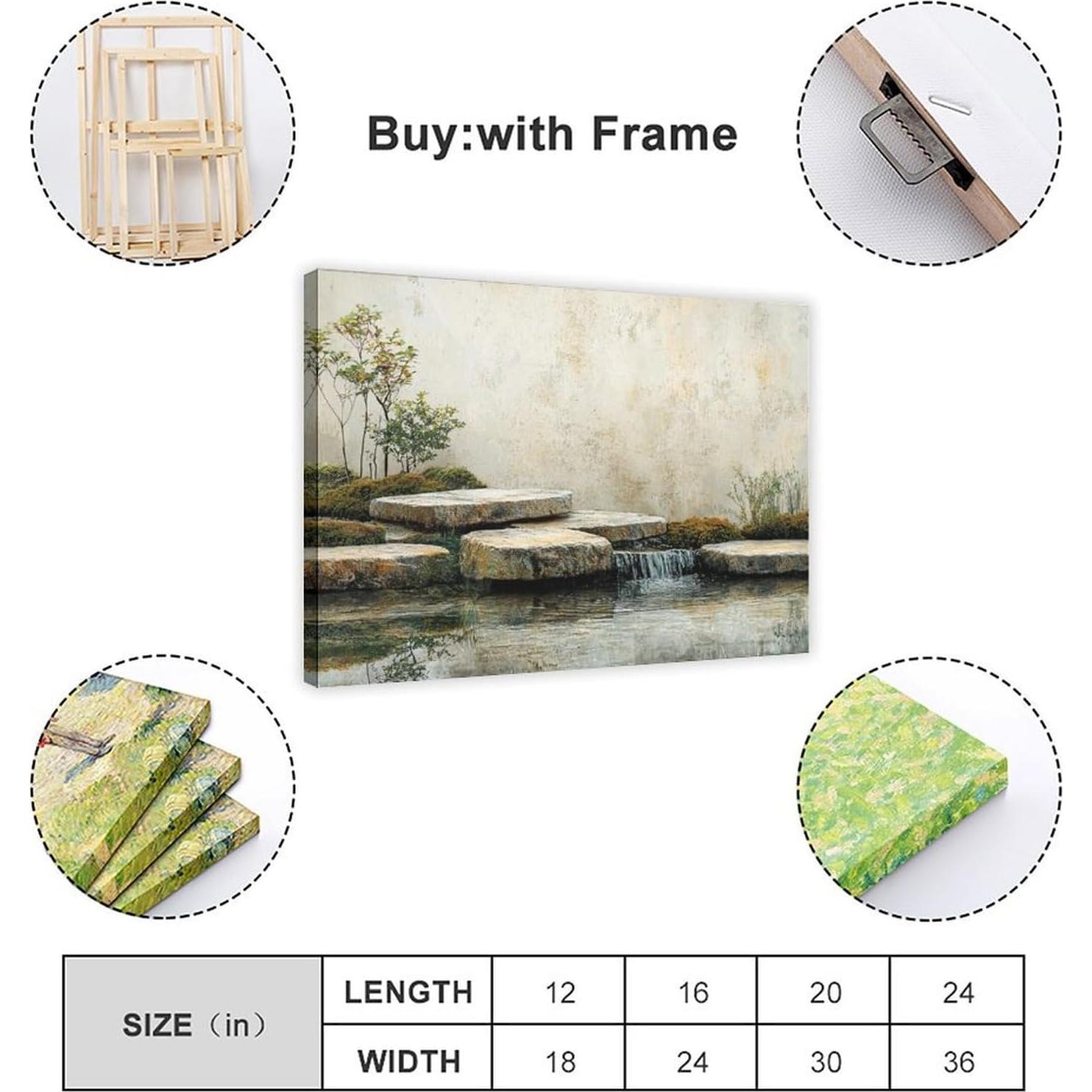 Arte de Pared Zen Japonés en Lienzo 50x75cm - Decoración Minimalista