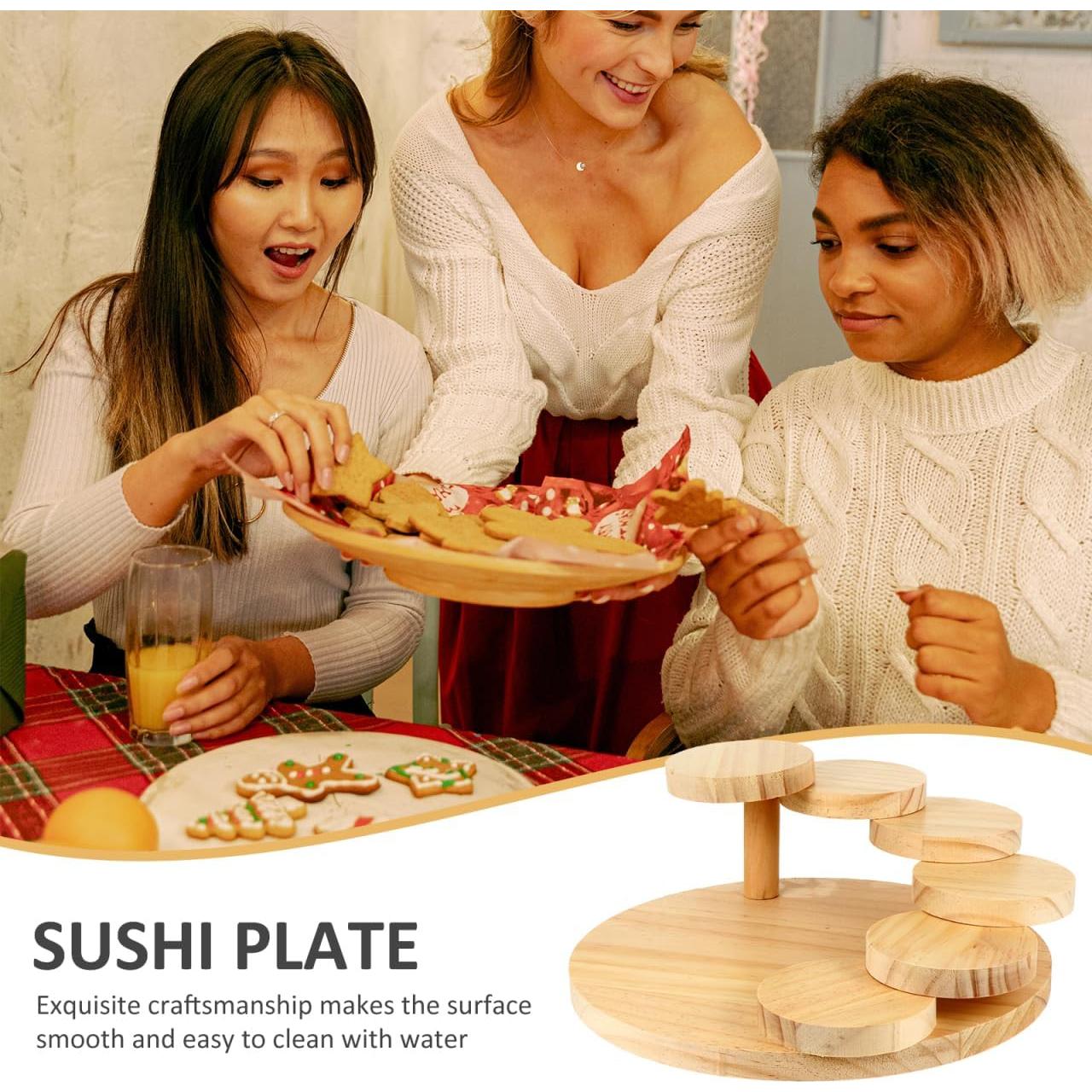 Bandeja de Madera UPKOCH para Sushi y Sashimi - 30.99x29.49cm