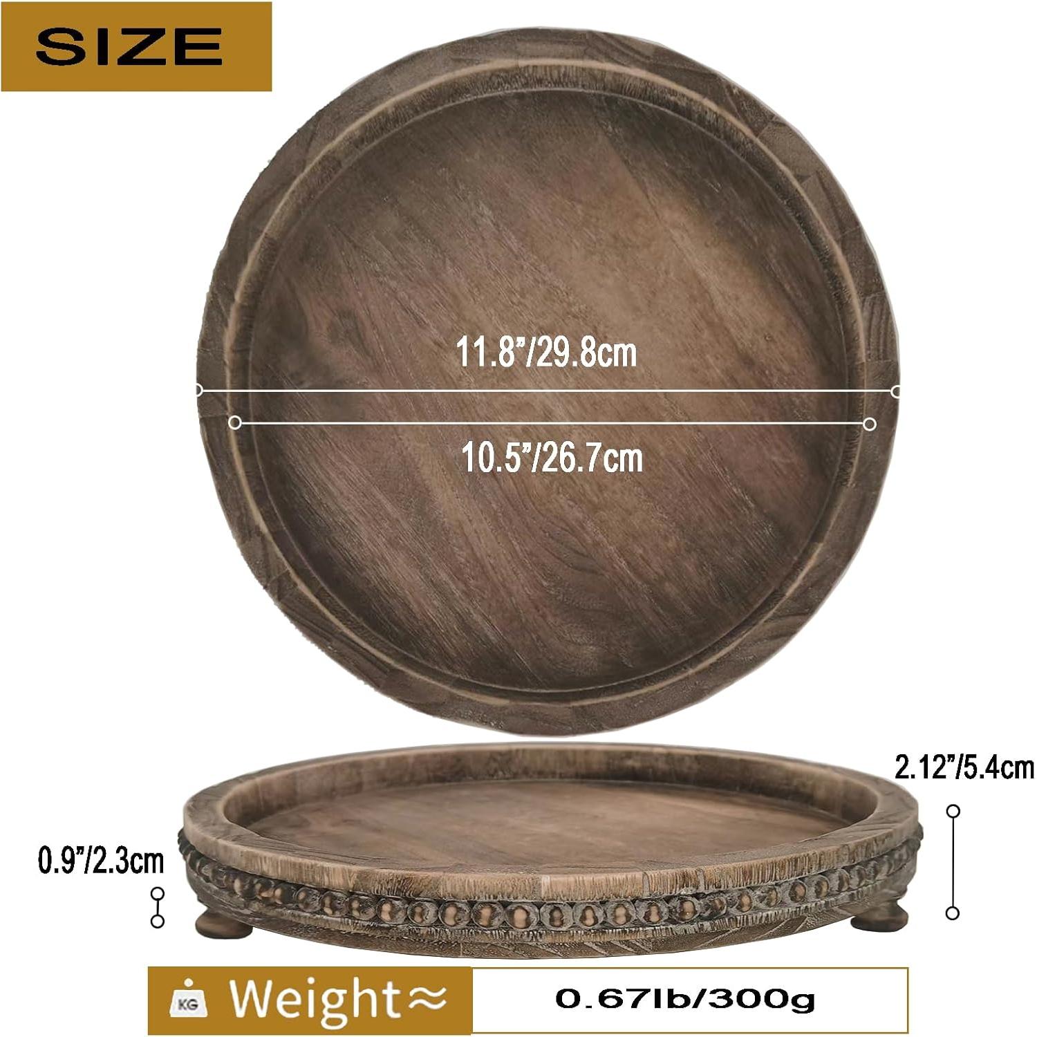 Bandeja Decorativa Redonda de Madera 30.48cm ouosawa Marrón